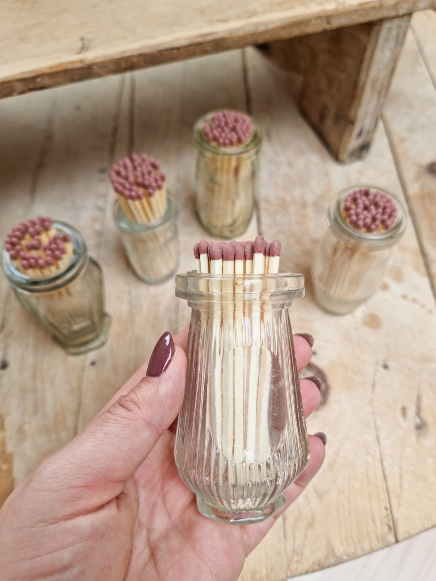 Vintage Glass Match Pot + Strike