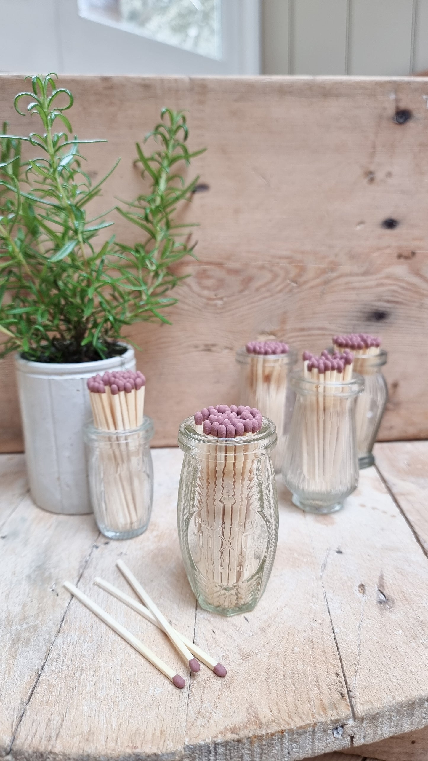 Vintage Glass Match Pot + Strike