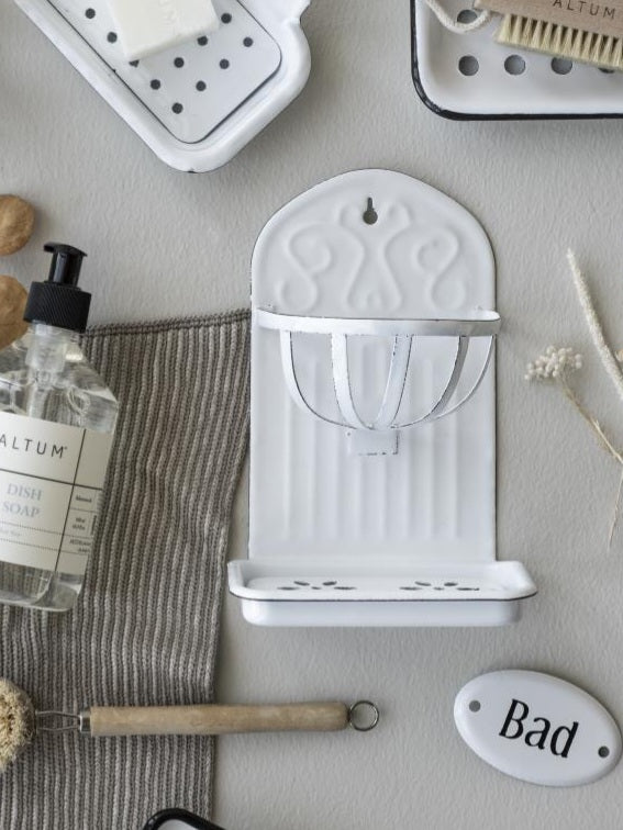 Enamel Wall Mounted Basket Soap Dish
