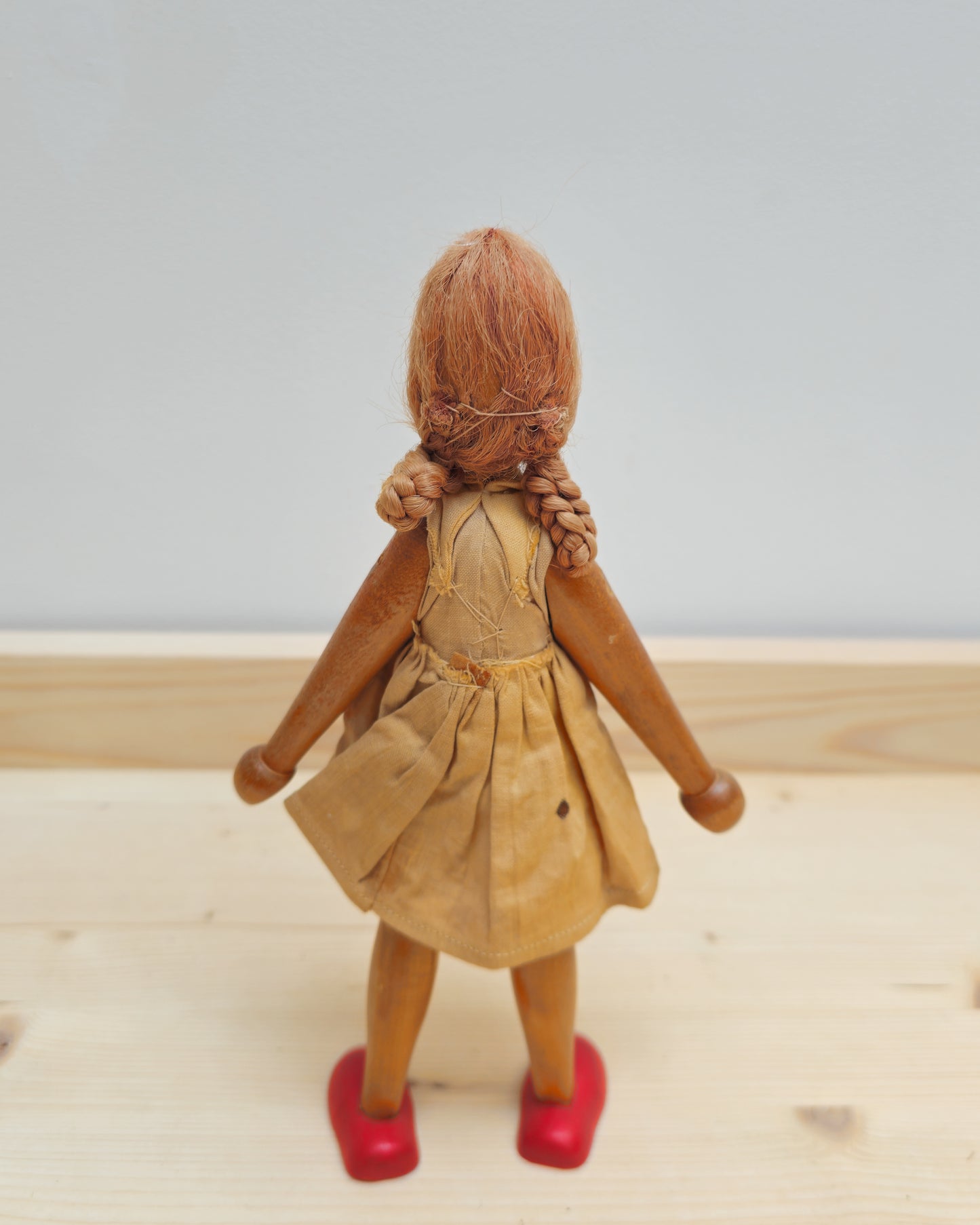 Vintage Wooden Peg Doll | Plaits Girl