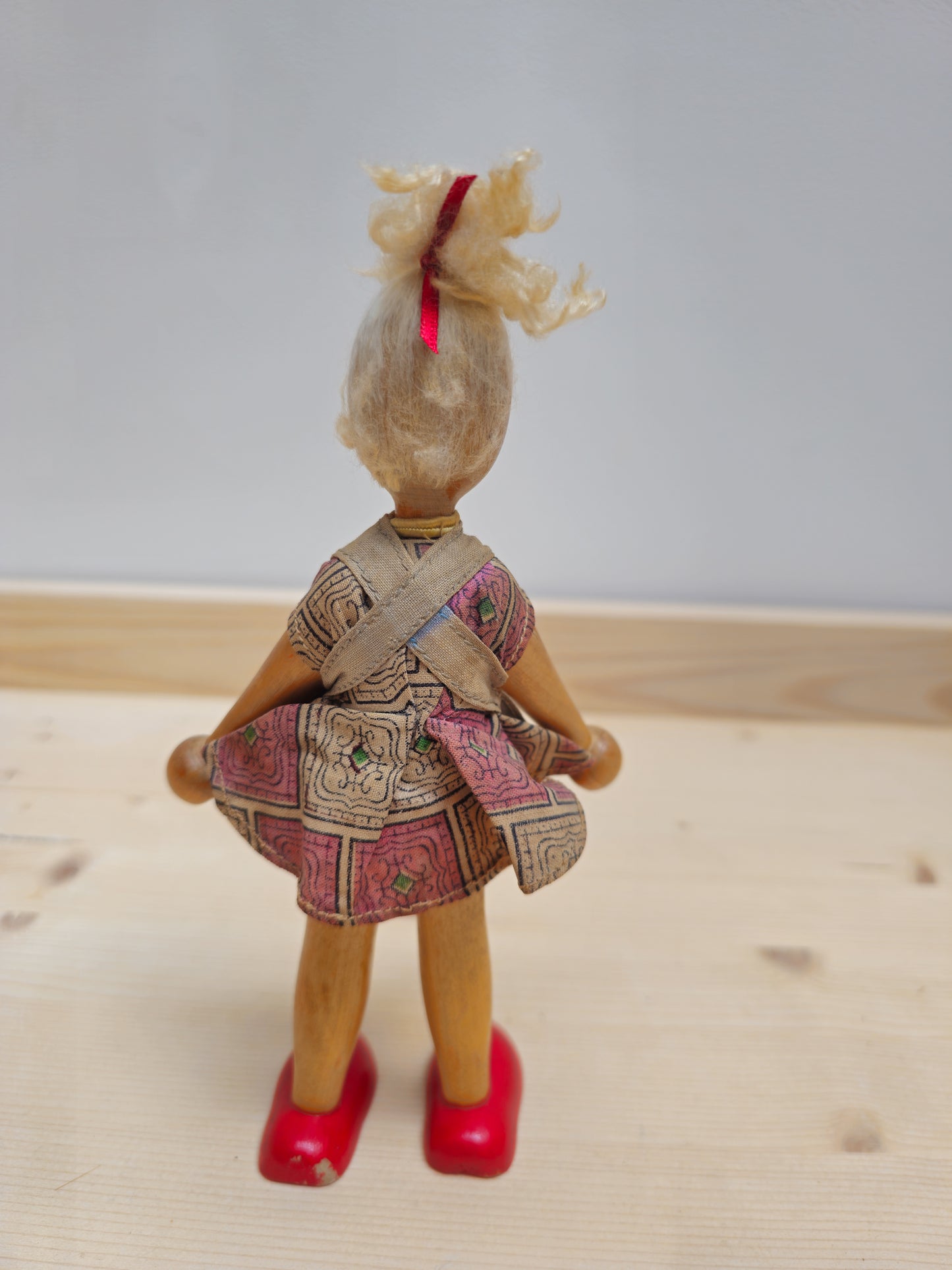 Vintage Wooden Peg Doll | Top Bun Girl