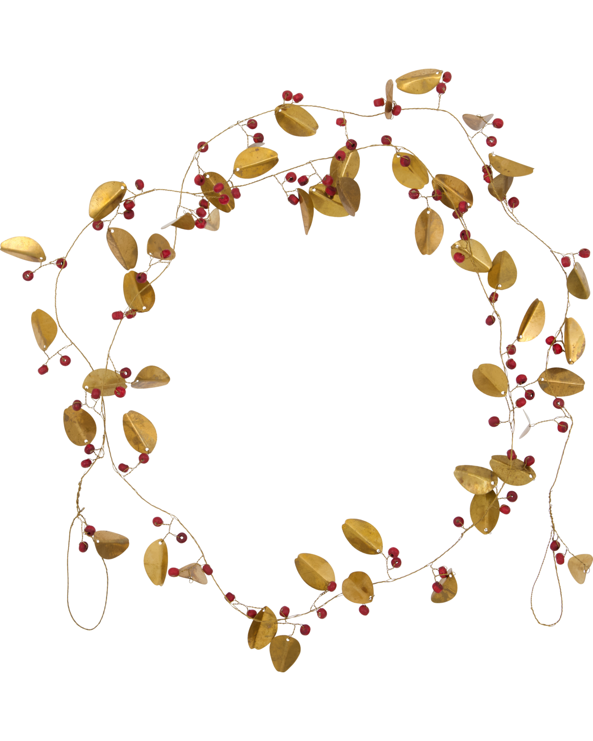Brass Leaf Garland | Red Berries