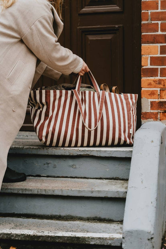 Tote Bag | Large Burgundy Stripe