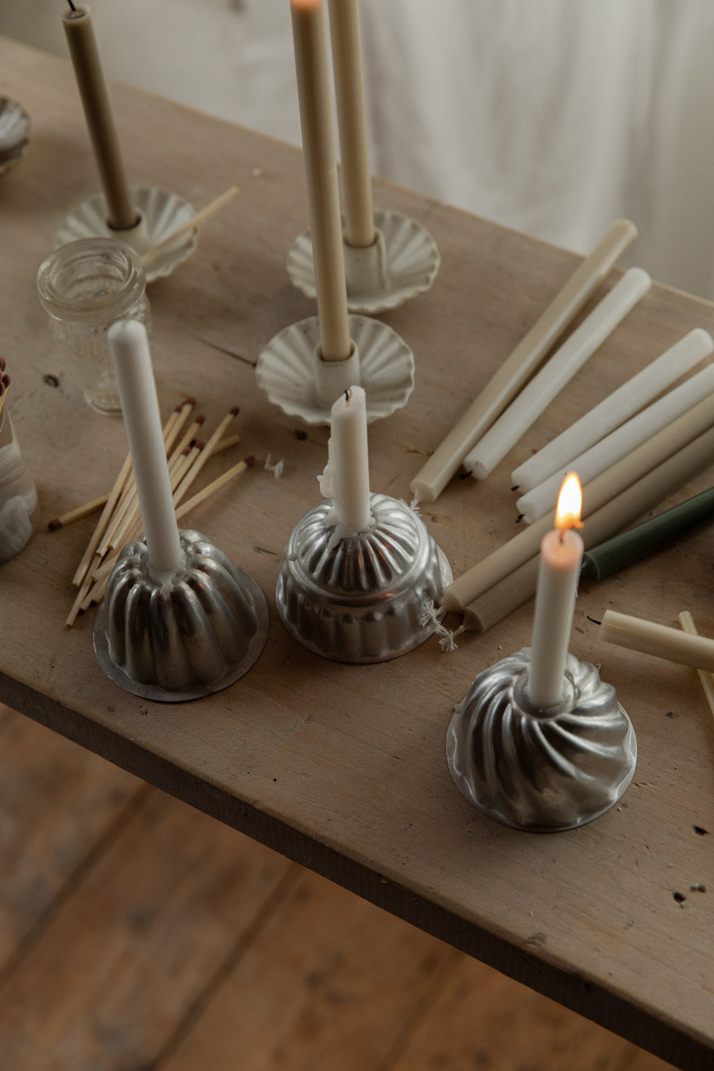 Mud Fluted Candle Holder | White