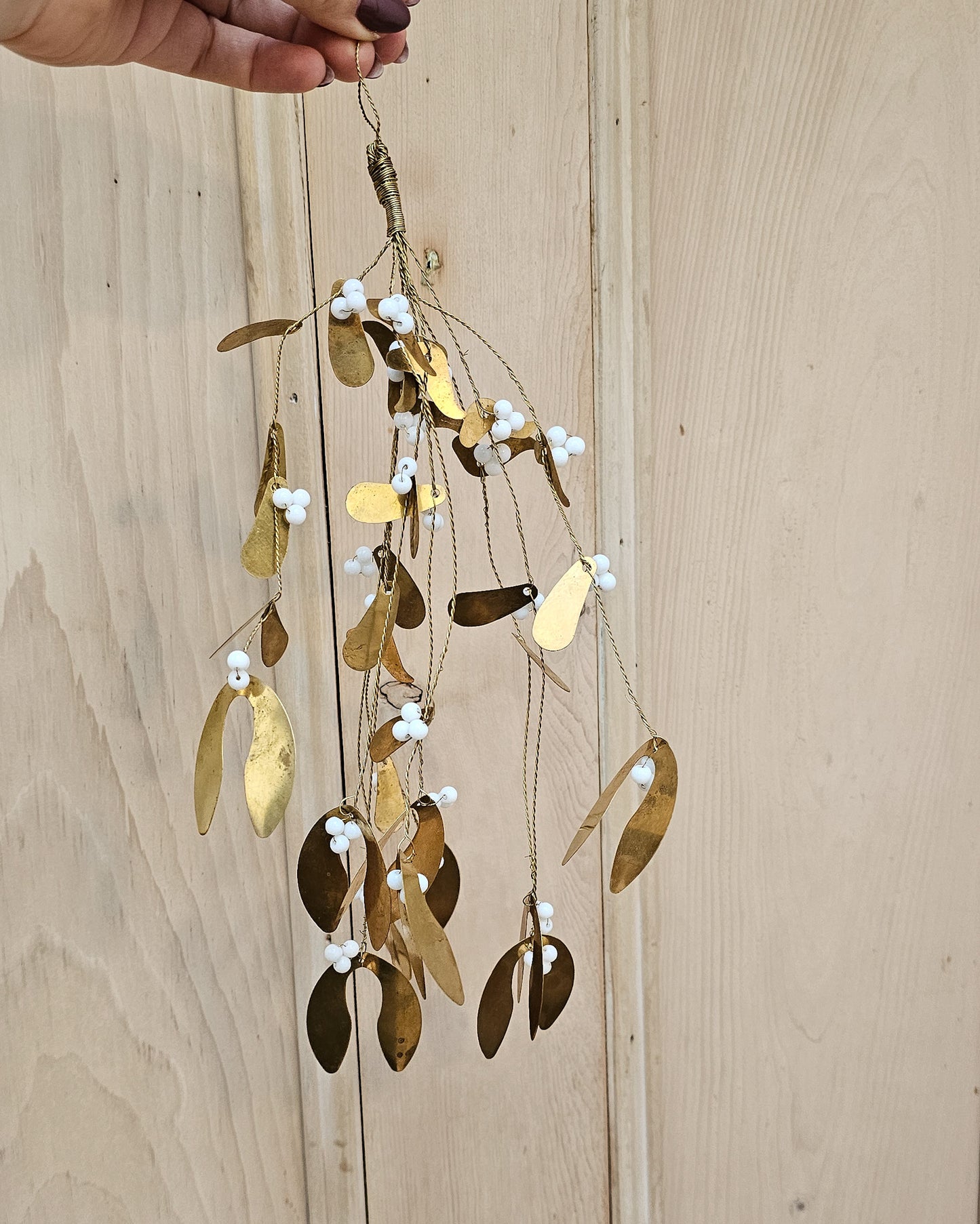 Antiqued Brass Mistletoe Ornament