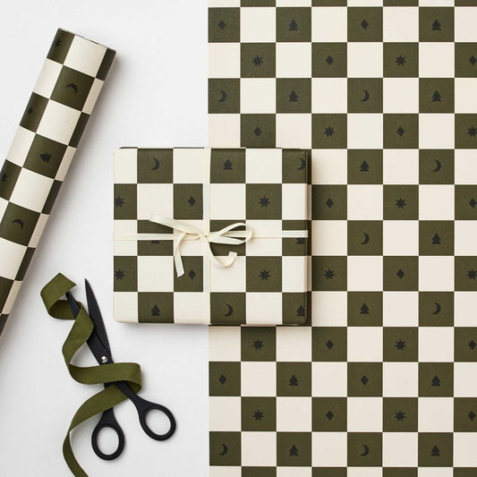 Gift Wrap | Green Checkerboard