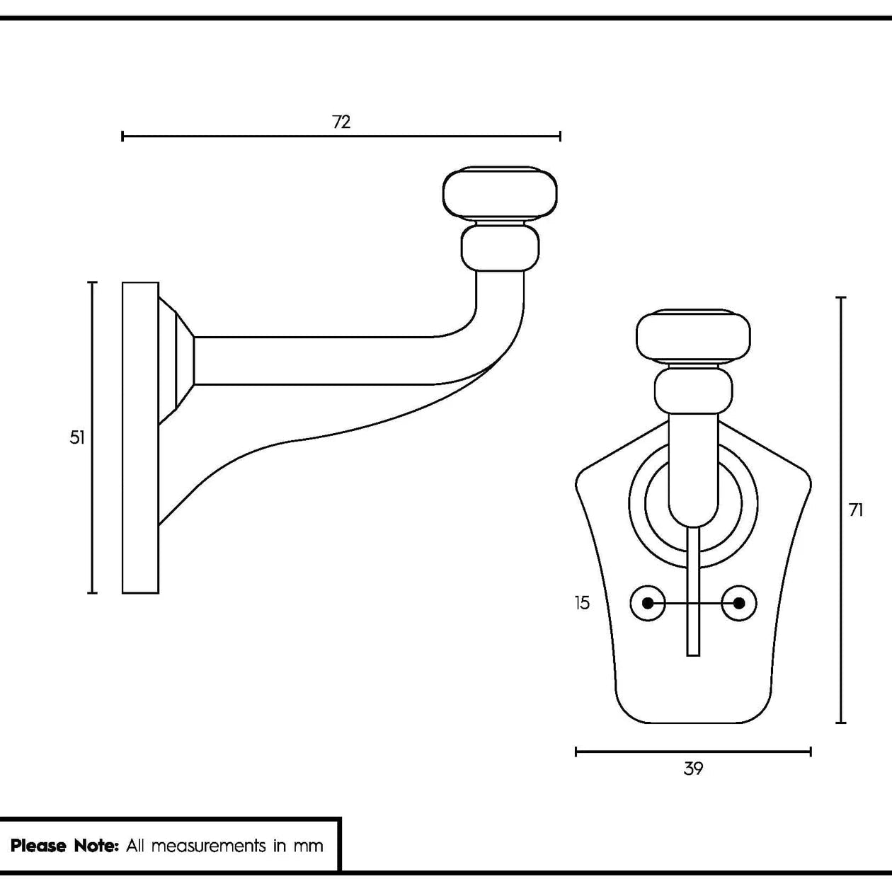 Flat Top Larder Hook | Various Colours