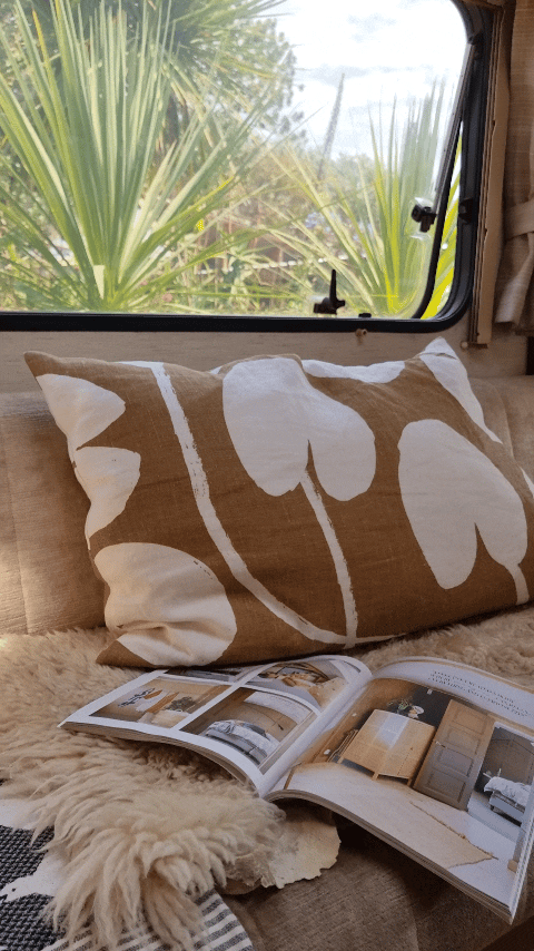 Water Lilies Cushion | Large Mustard