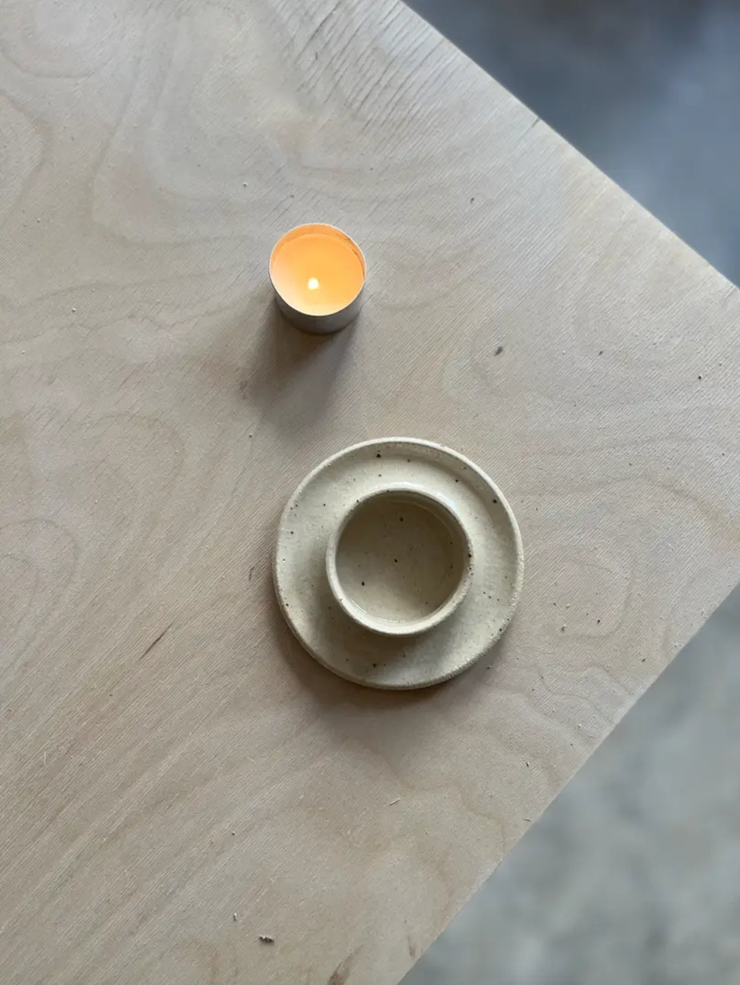 Stoneware Candle Holder | Wide