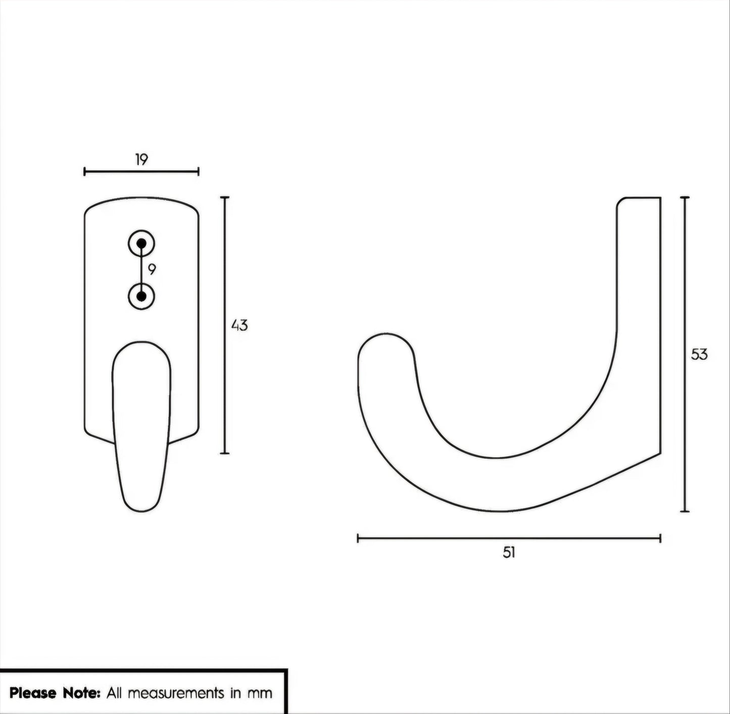 Single Coat Hook | Various Colours