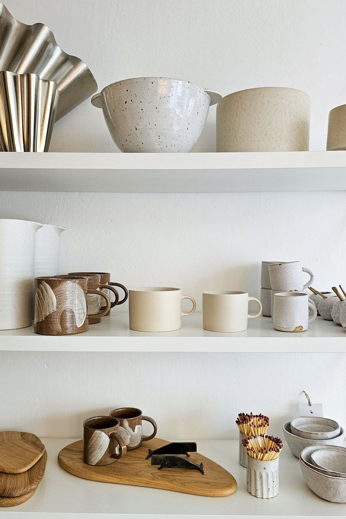 Fluted Match Pot | White Speckled Stoneware