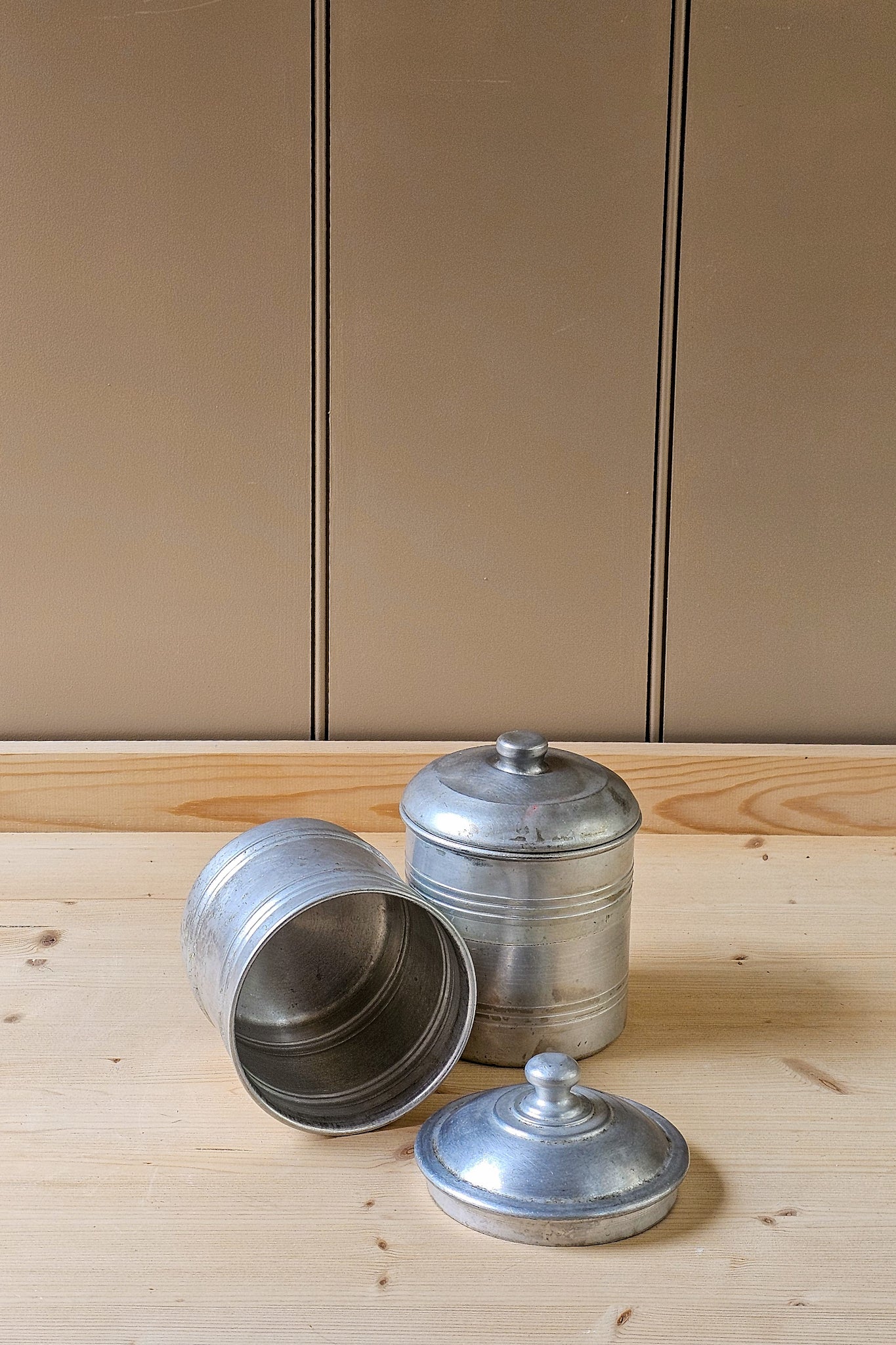 Vintage French Aluminium Storage Jar | Various