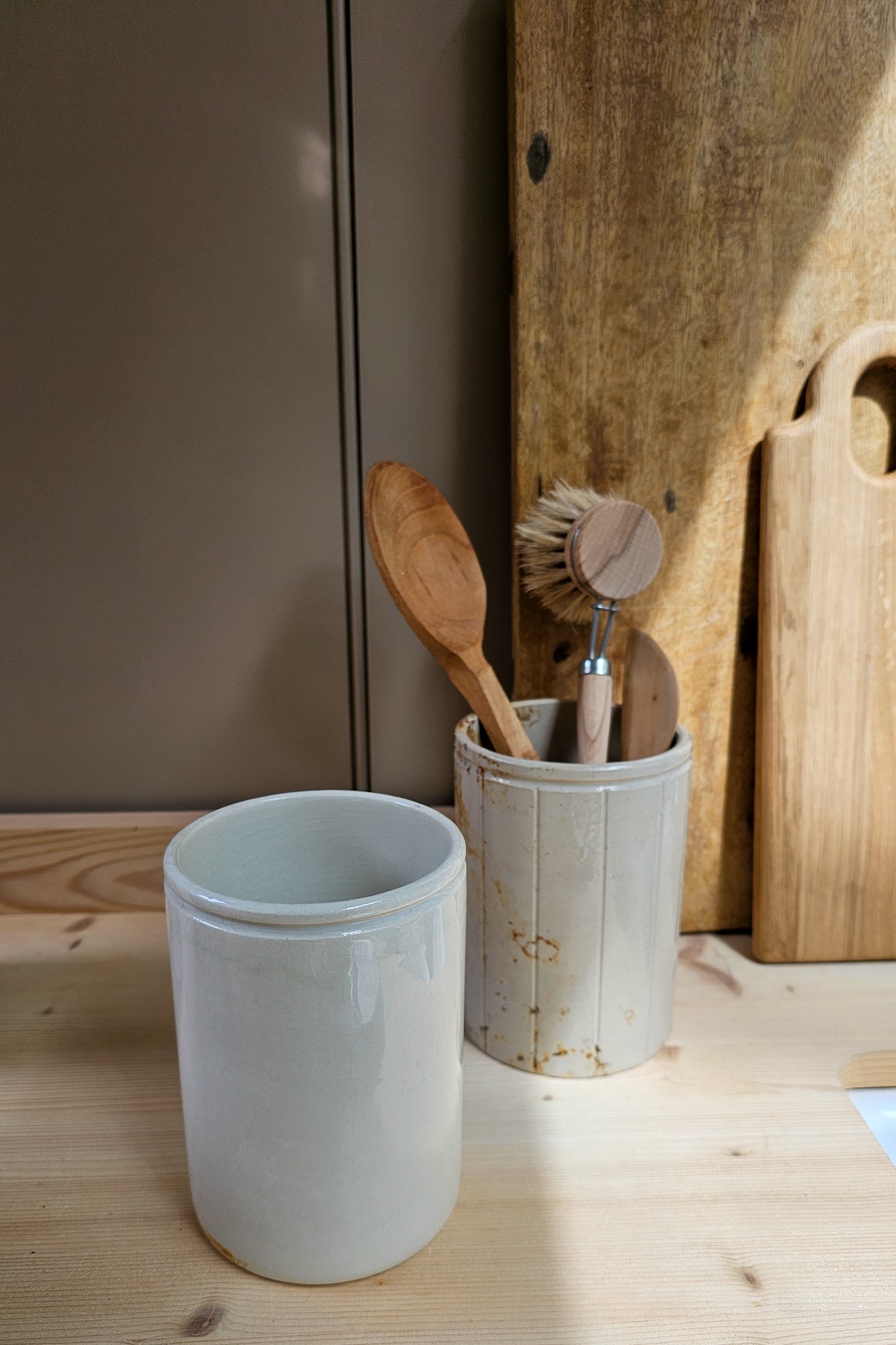 Vintage White Stoneware Preserve Jar
