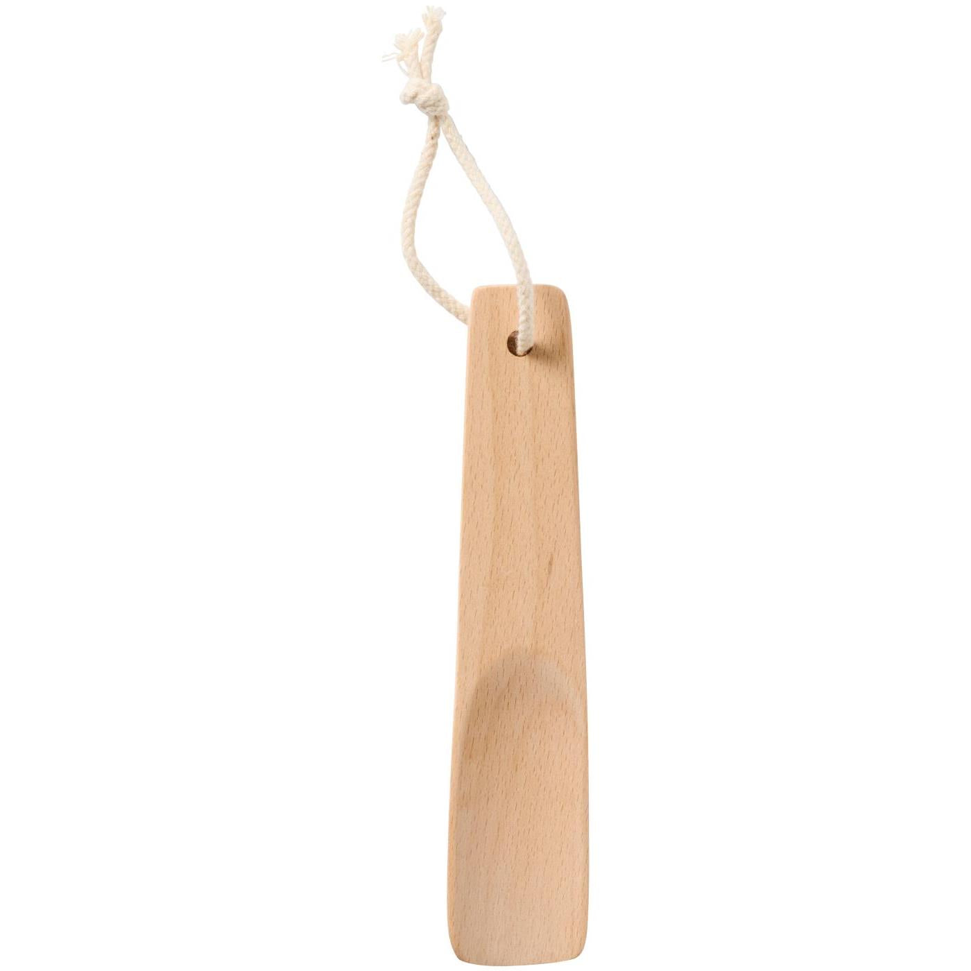 Wooden shoe tree with a string on a white background