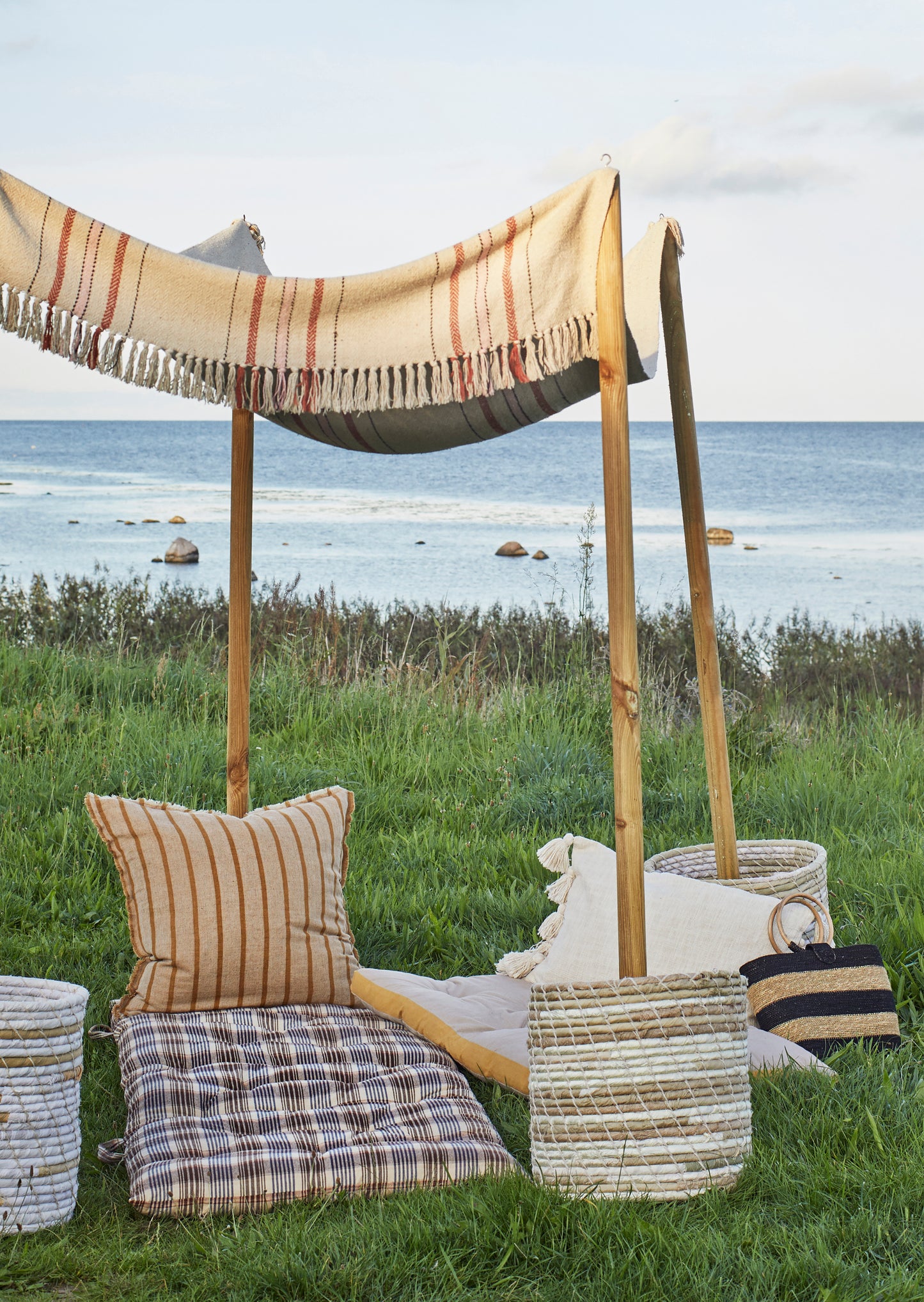 Stripe Linen Cushion | Lrg Mustard Sand