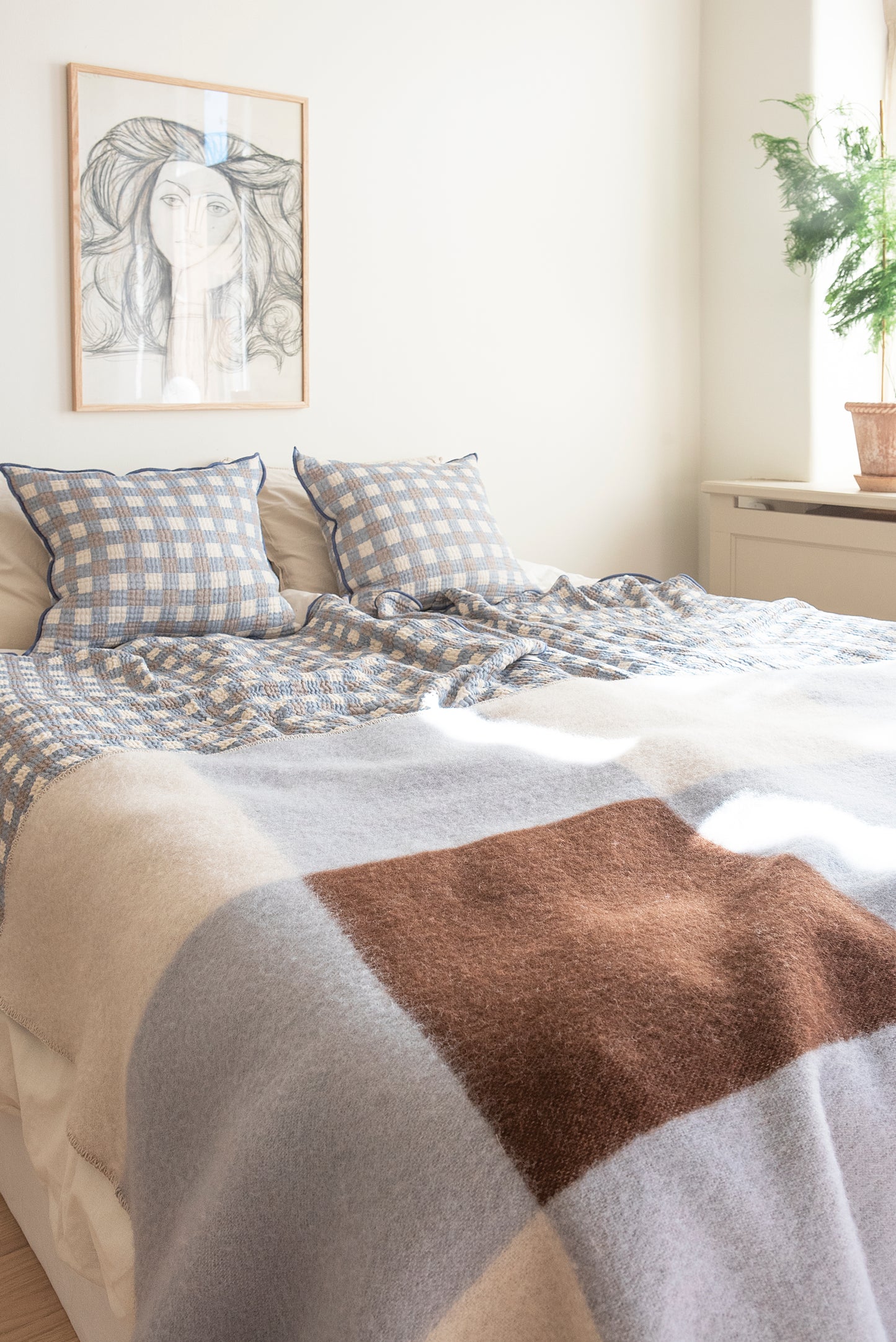 Pop Lambswool Blanket | Blue/Brown