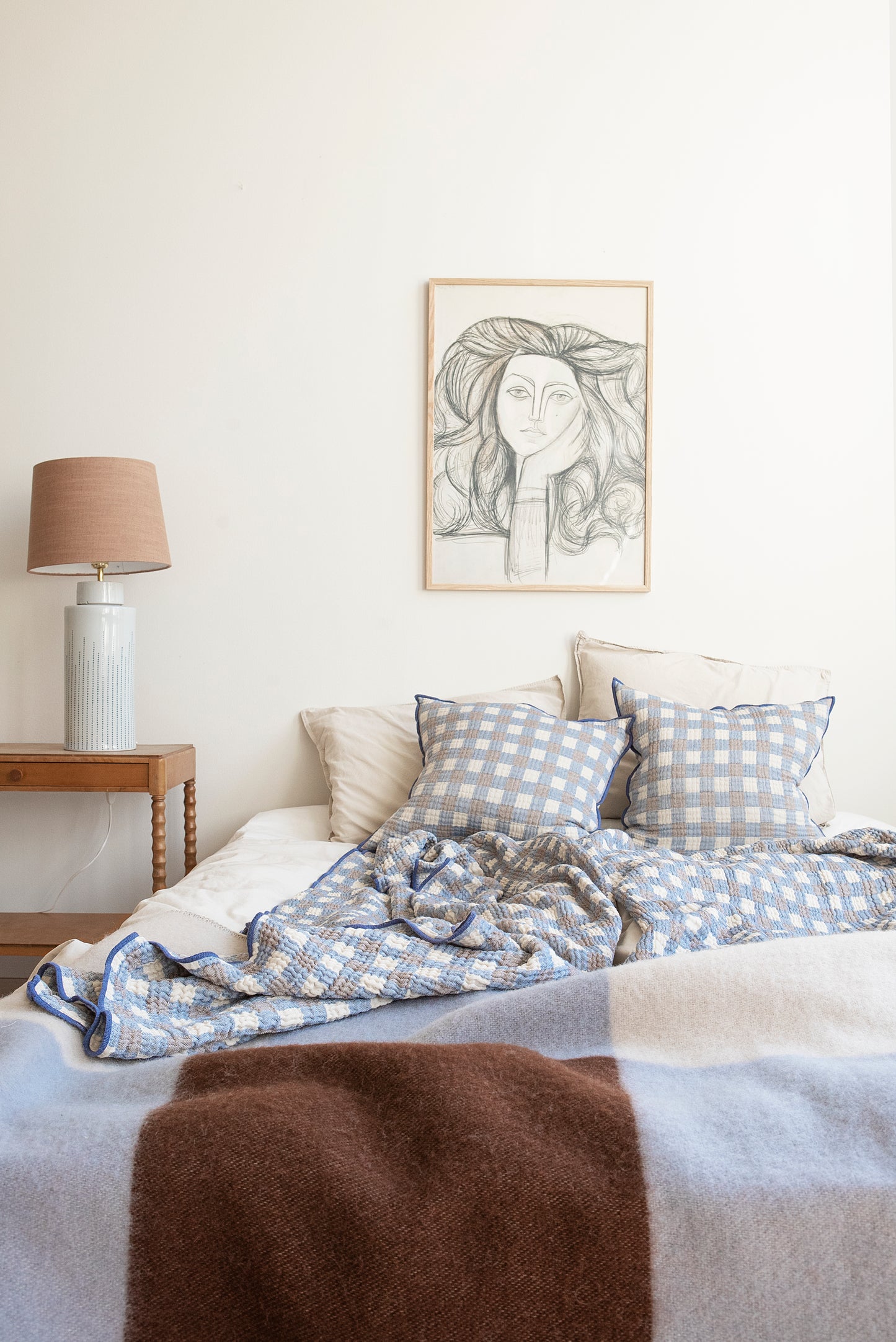 Pop Lambswool Blanket | Blue/Brown