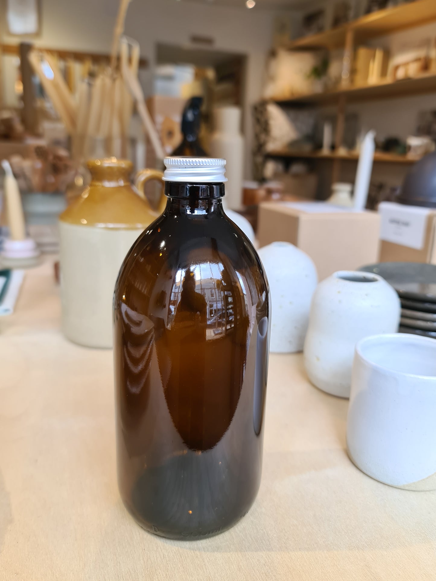 Amber Glass Reusable Bottle | 300ml Bottle Top