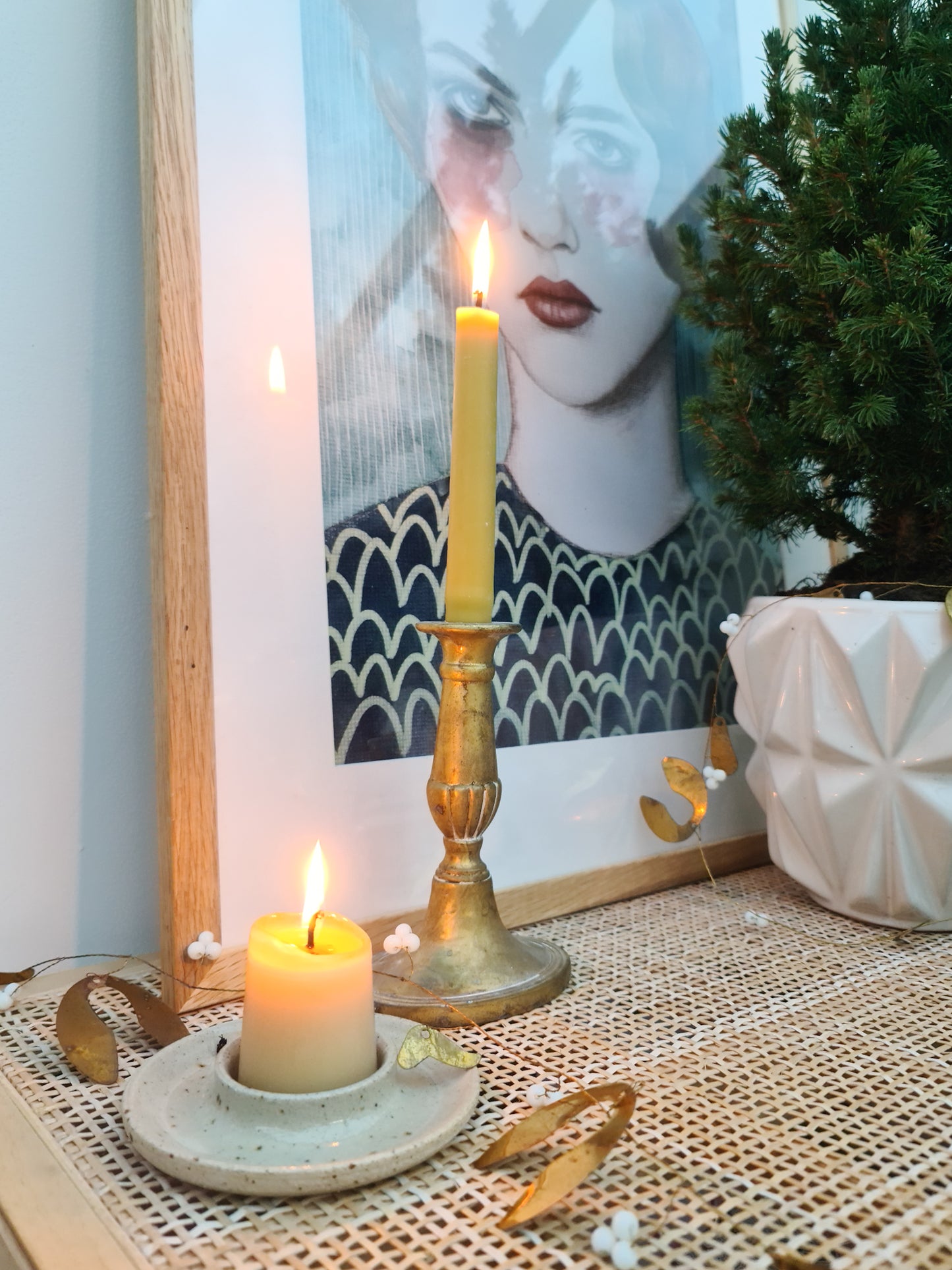 Stoneware Candle Holder | Wide