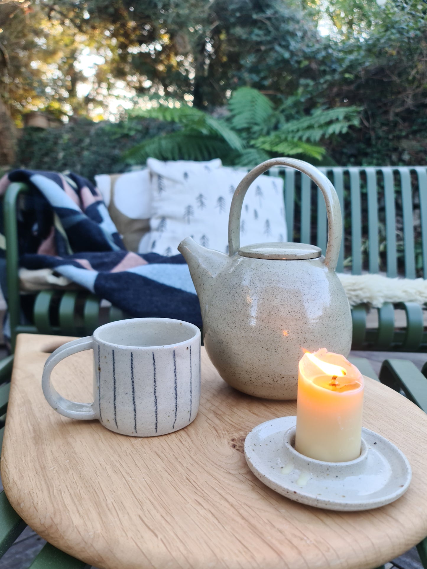 Stoneware Candle Holder | Wide