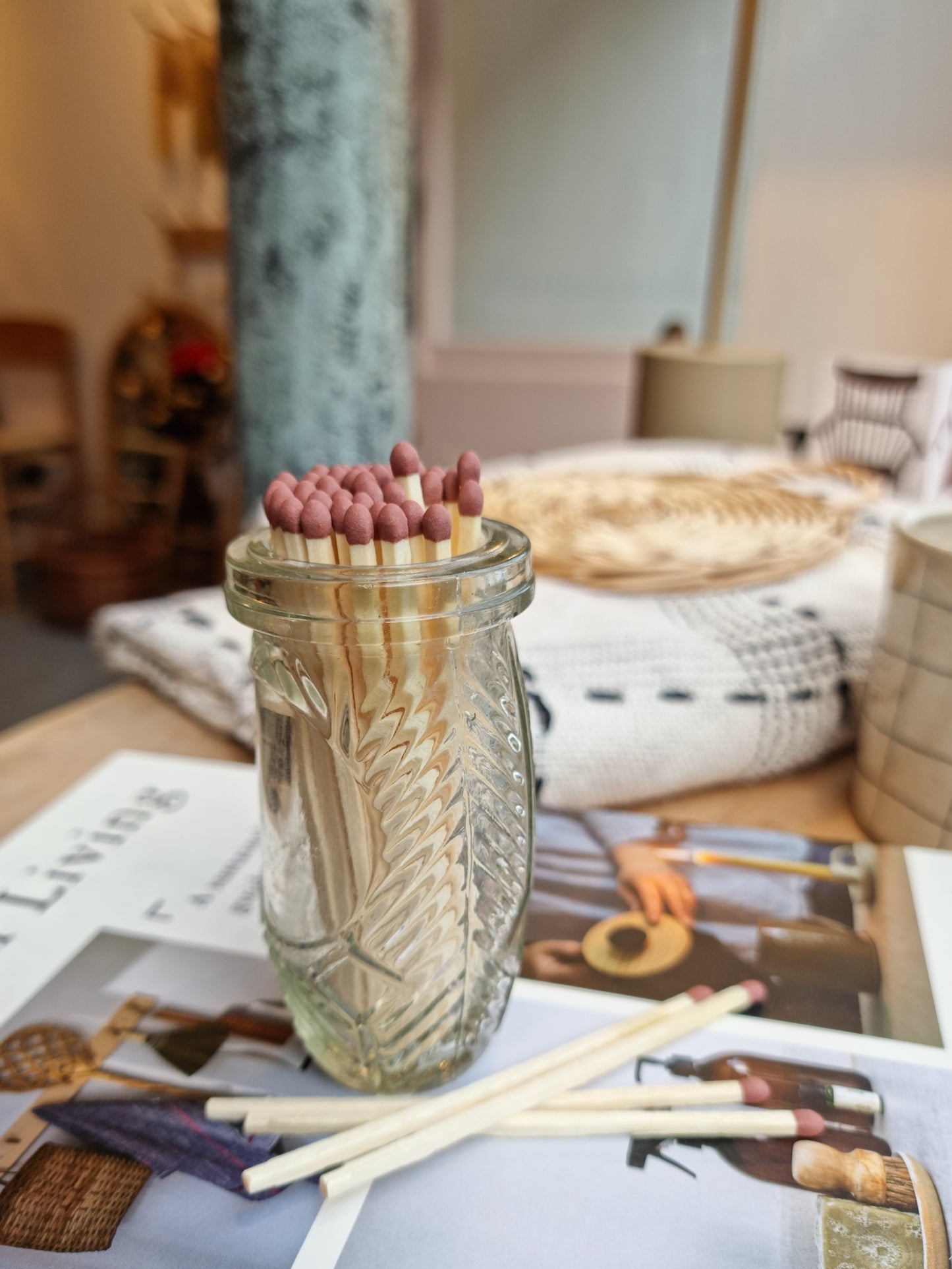 Vintage Glass Match Pot + Strike