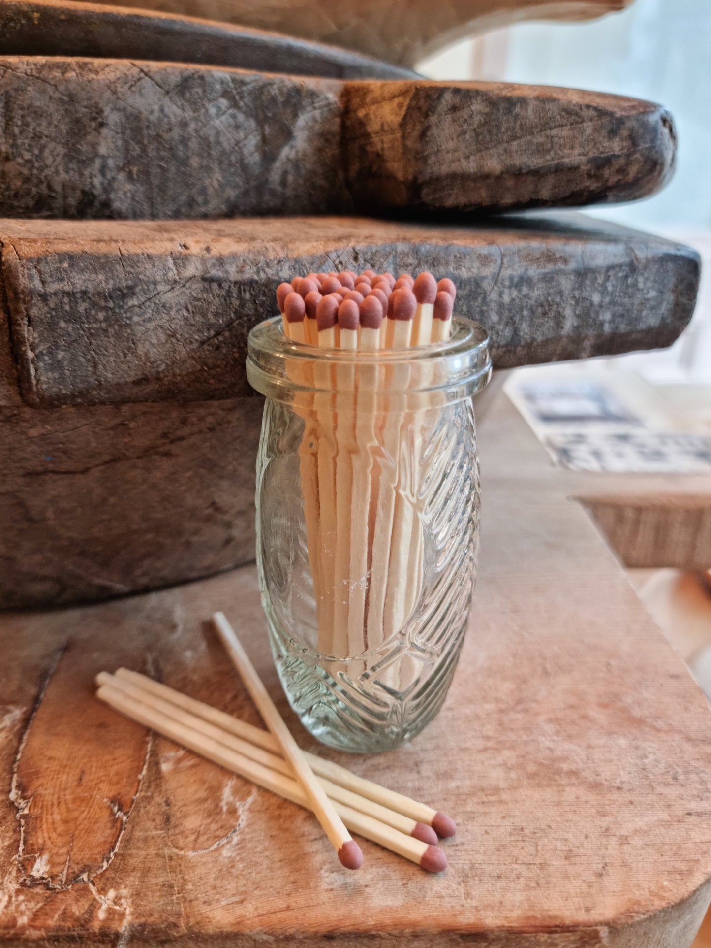 Vintage Glass Match Pot + Strike