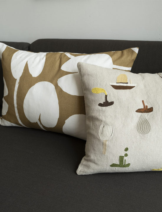 Water Lilies Cushion | Large Mustard