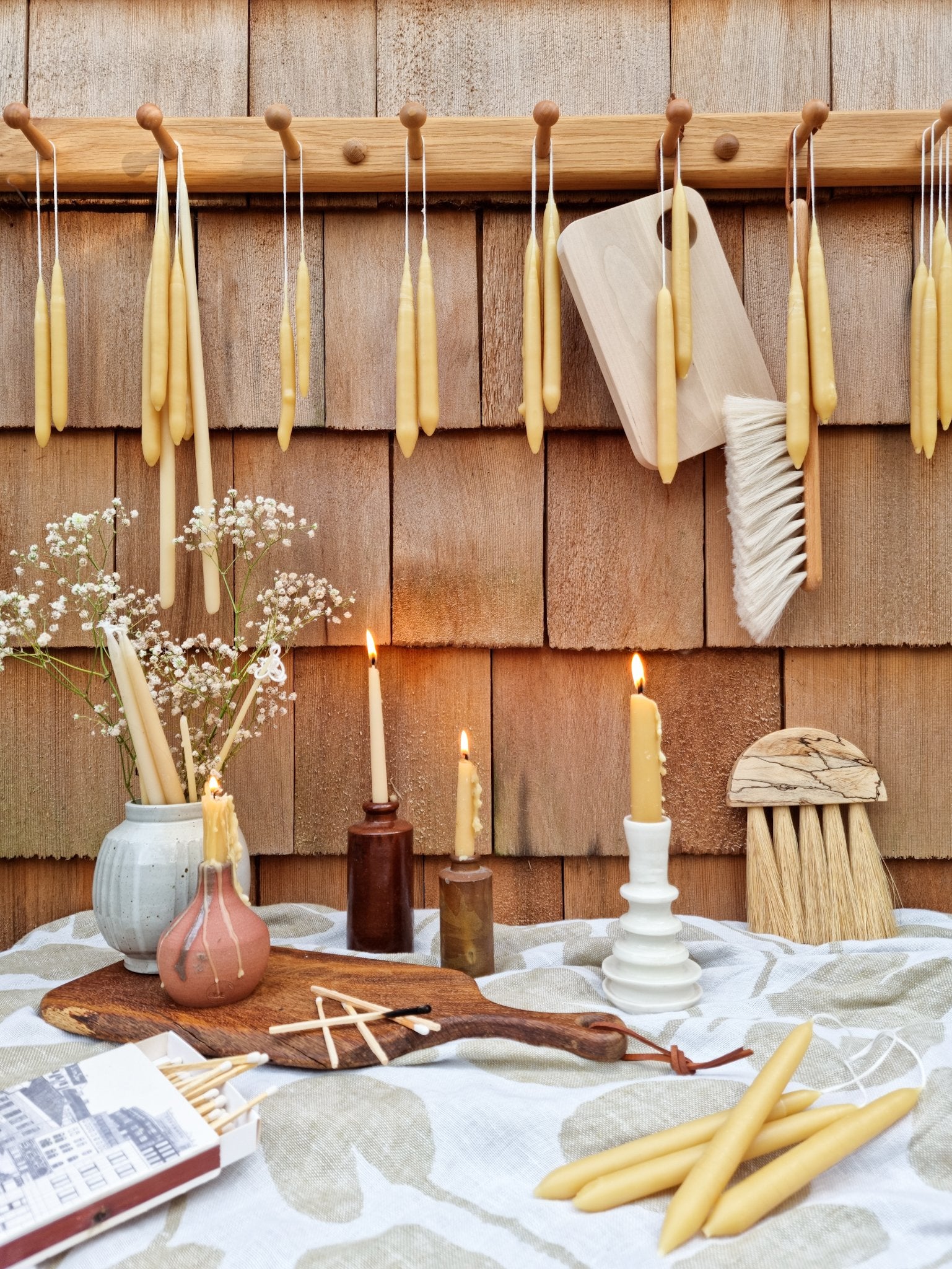 Homemade Reused Beeswax Candles.