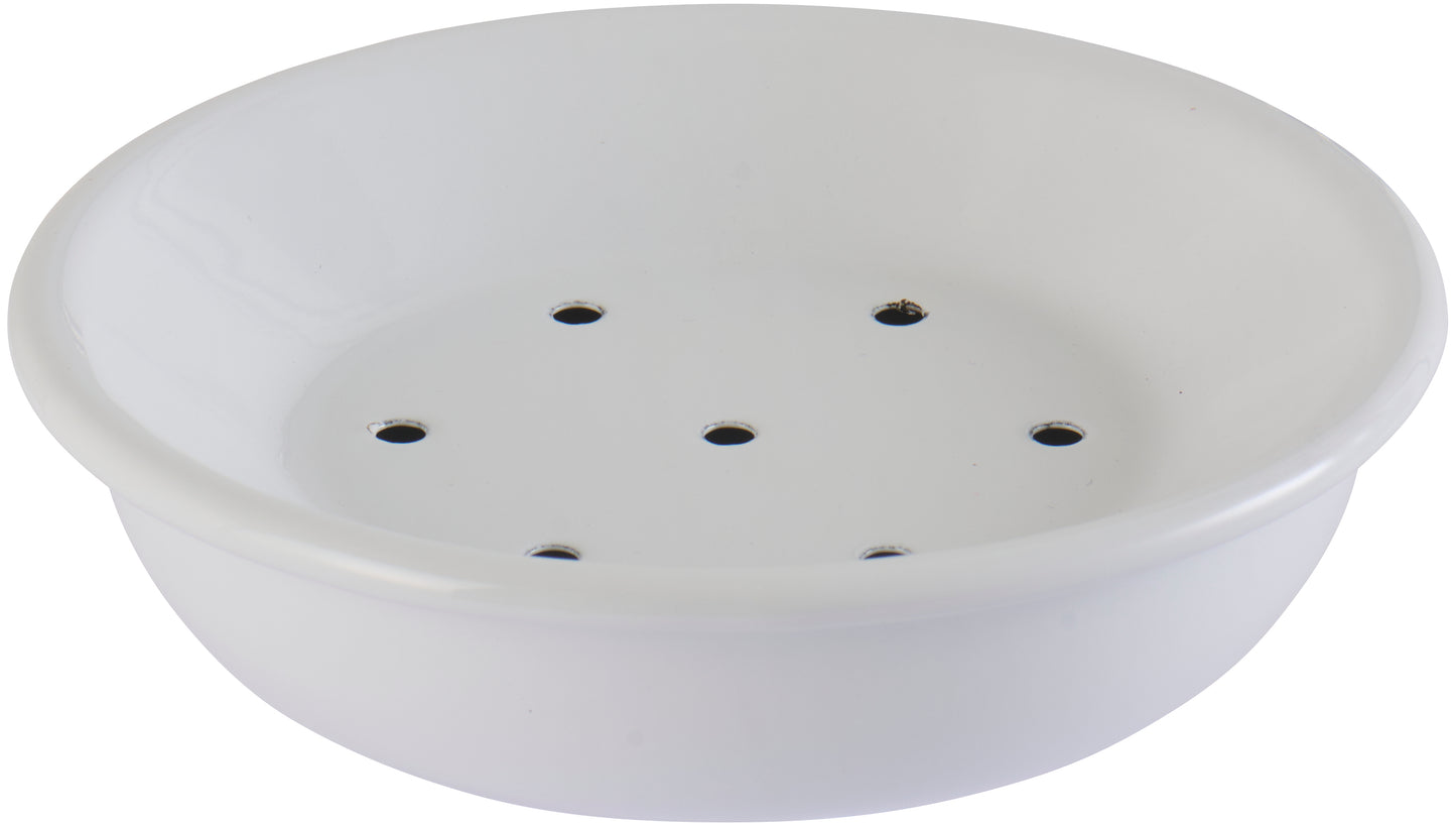 Round Enamel Soap Dish | White