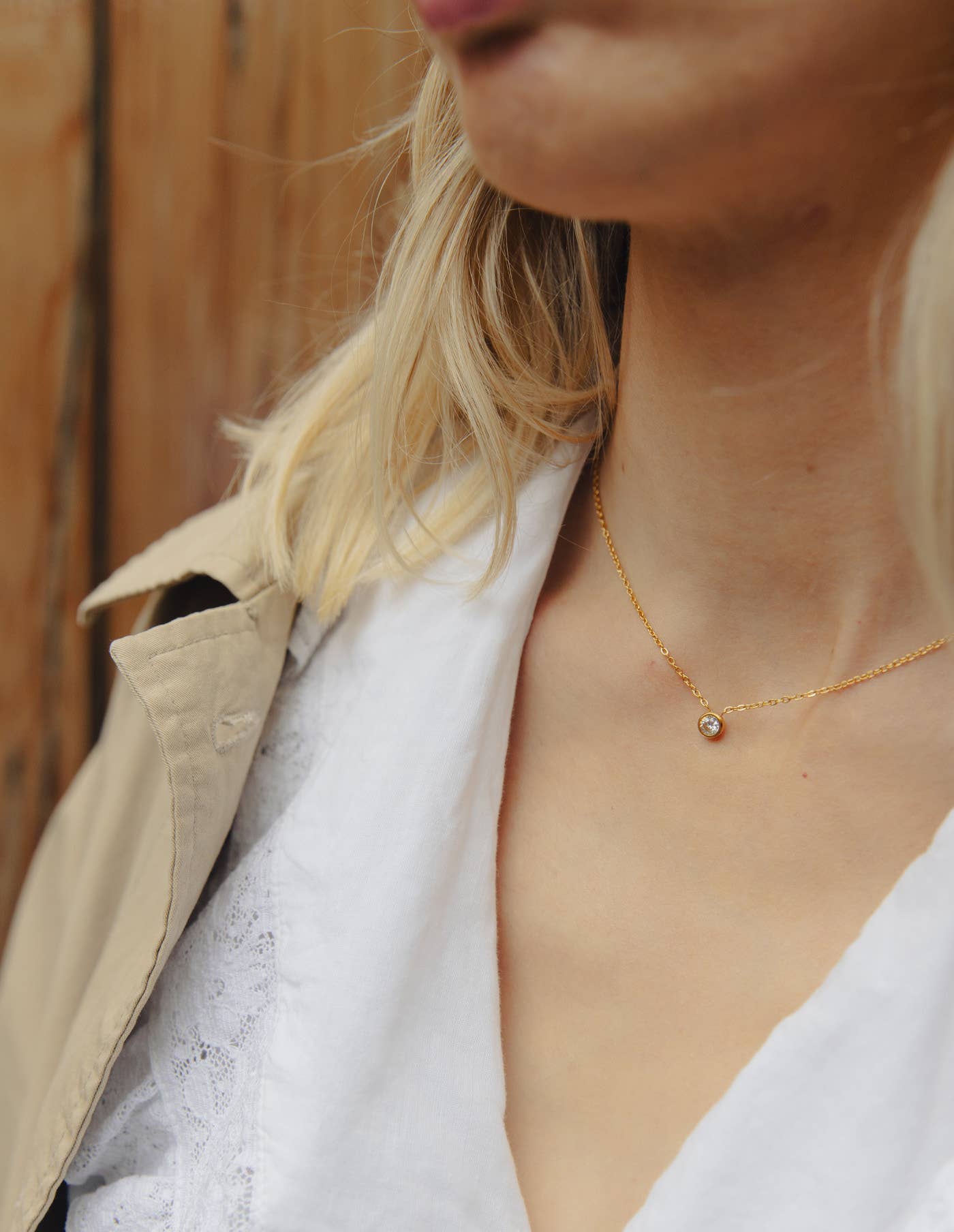 Gold Dainty Stone Necklace | Tarnish-free