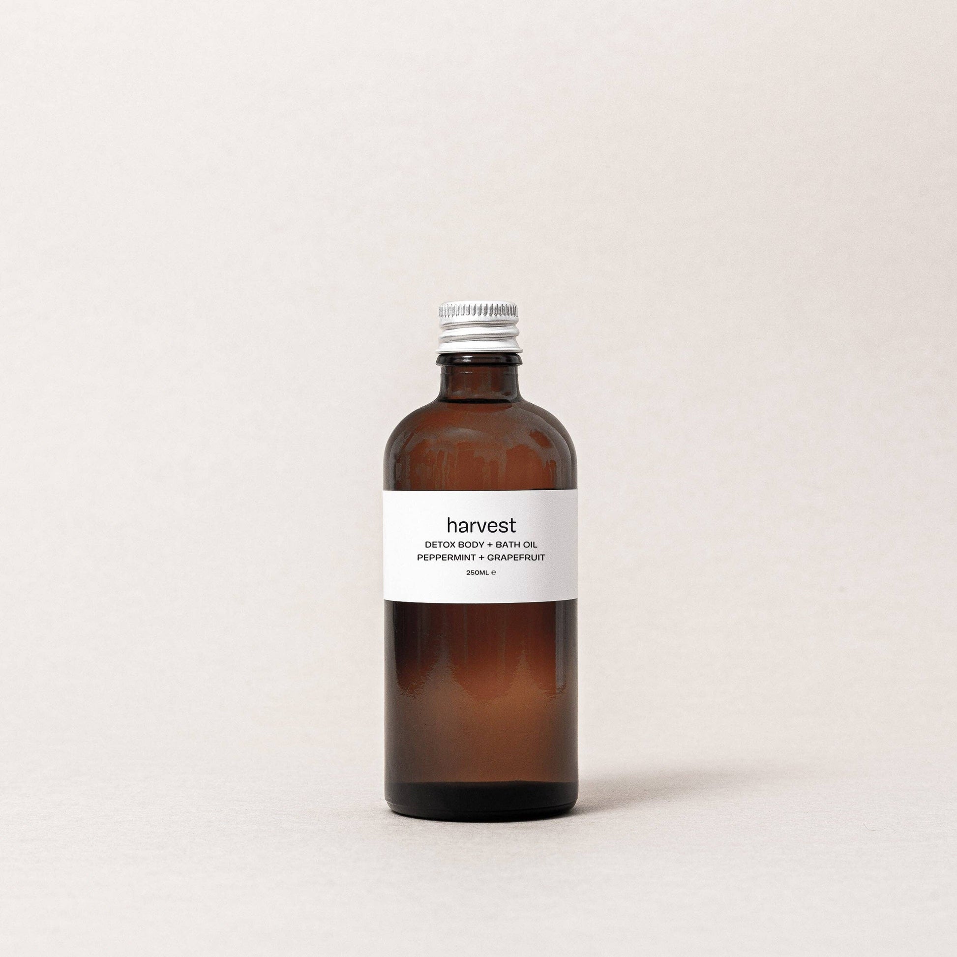 Harvest Detox Body and Bath Oil peppermint and grapefruit 250ml amber bottle