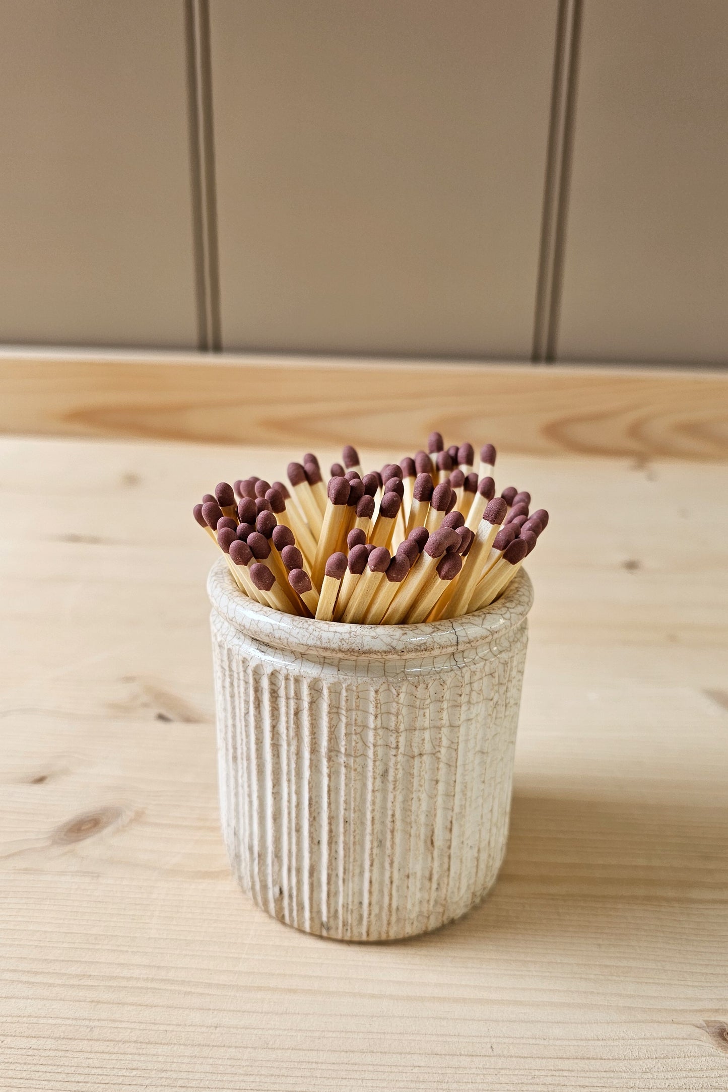 Vintage Stoneware Match Pot + Strike | Various White