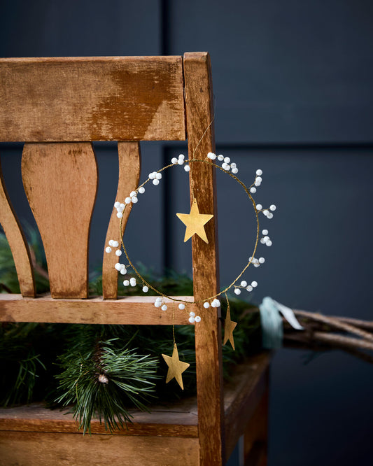 Antiqued Brass Star & Bead Wreath