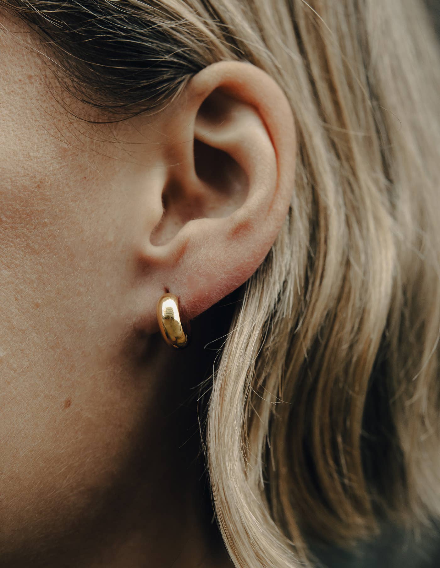 Gold Small Leverback Bold Hoop Earrings | Tarnish-free