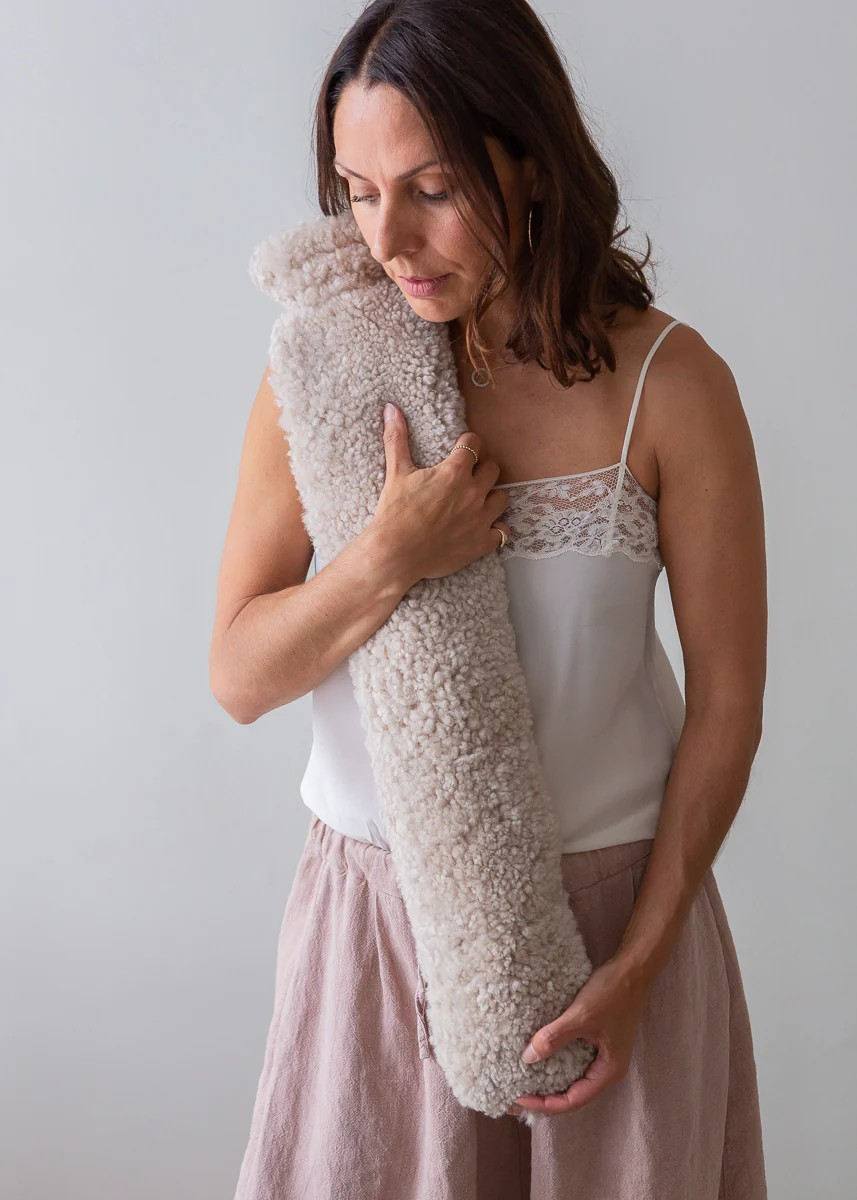 Sheepskin Extra Long Hot Water Bottle | Natural Oatmeal