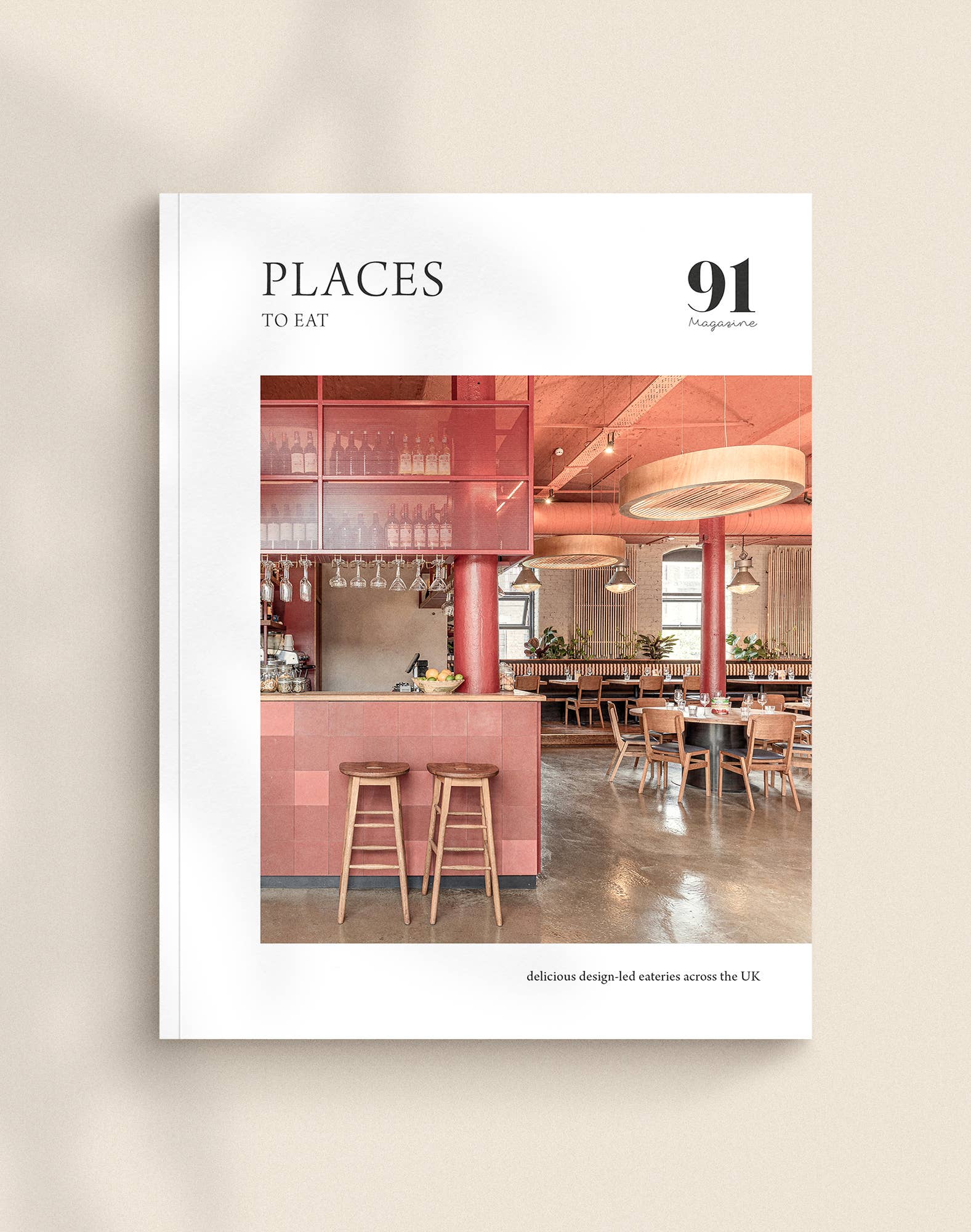 91 Magazine PLACES to eat front cover on a biege background.