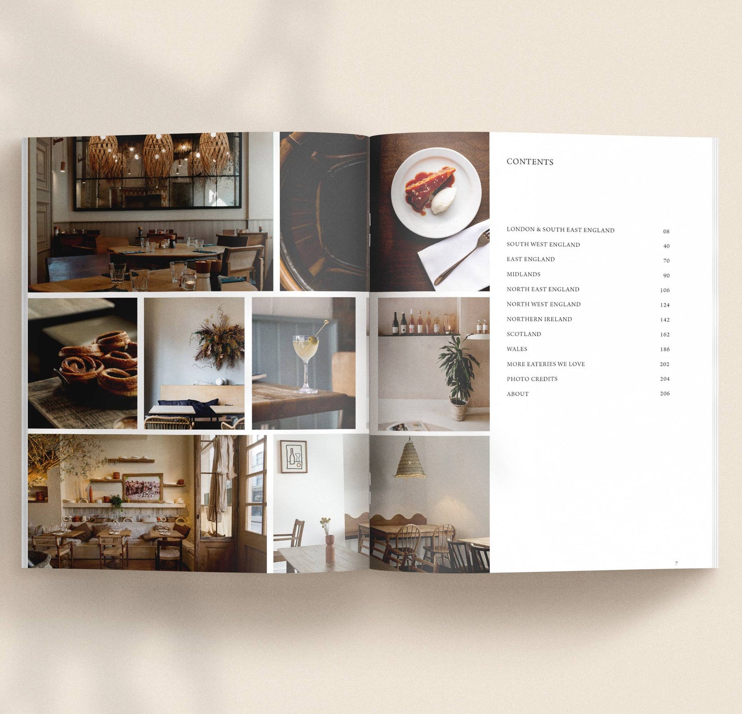 91 Magazine PLACES to eat open page spread a beige background.