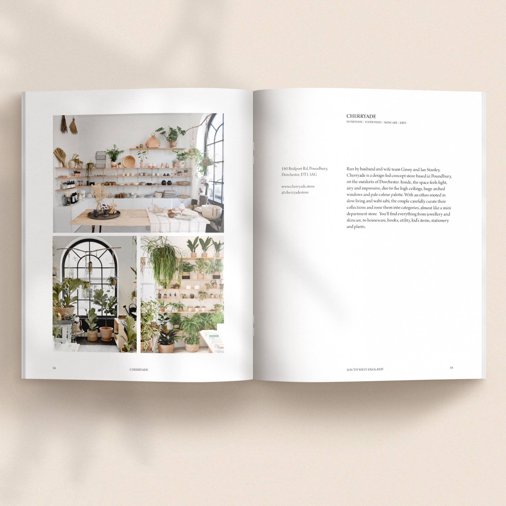 91 Magazine PLACES to shop open page layout on a beige background.