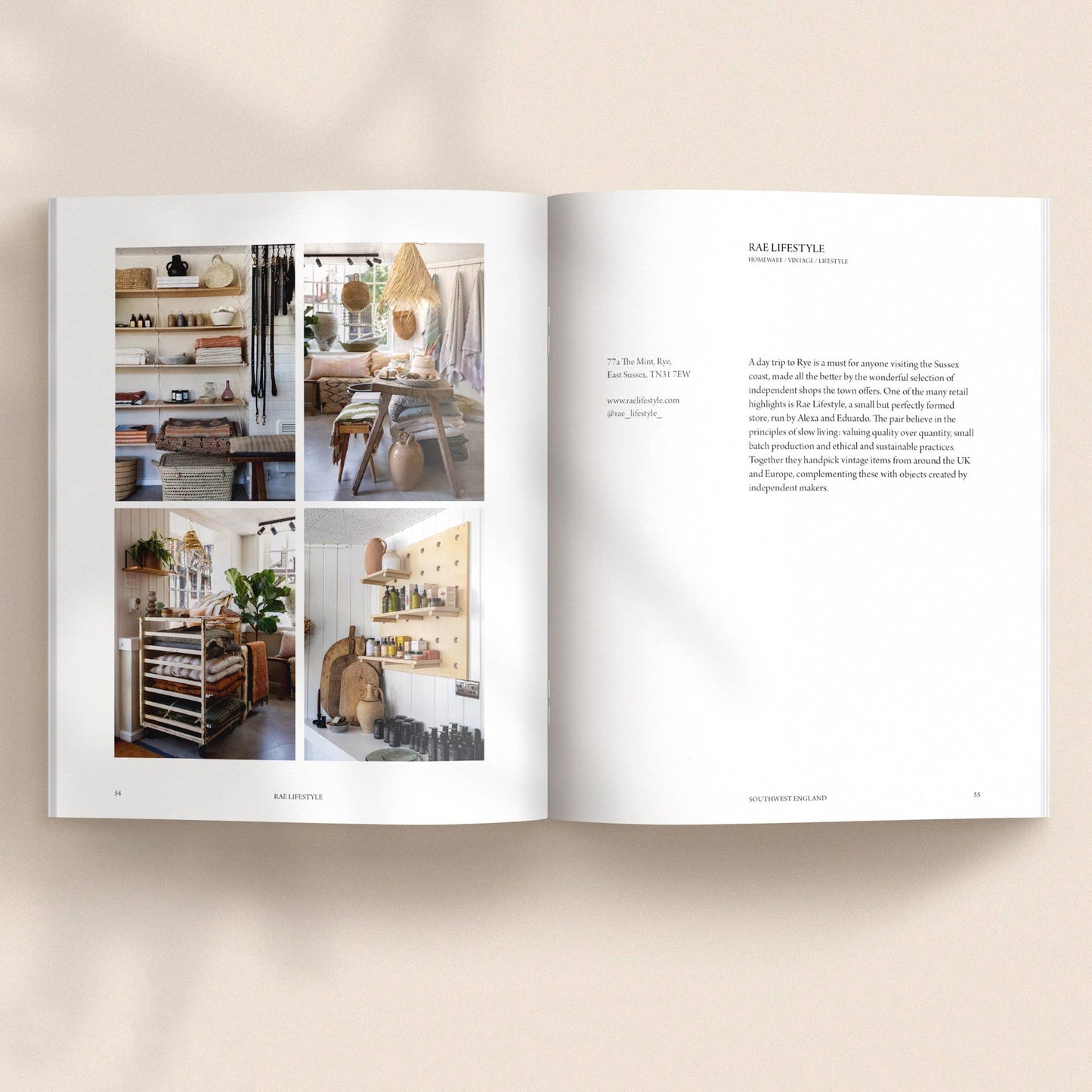 91 Magazine PLACES to shop open page layout on a beige background.