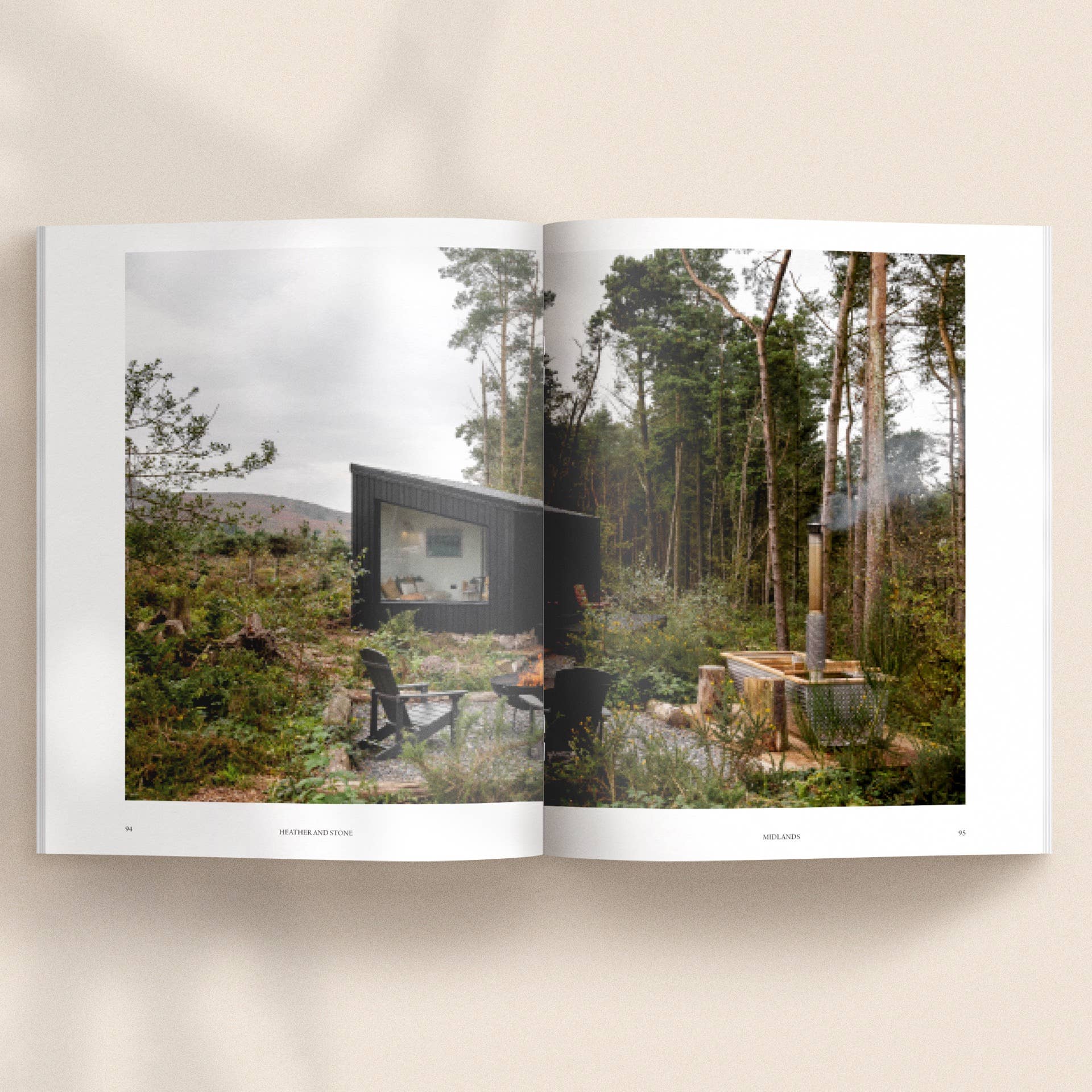 91 Magazine PLACES to stay open page layout on a beige background.