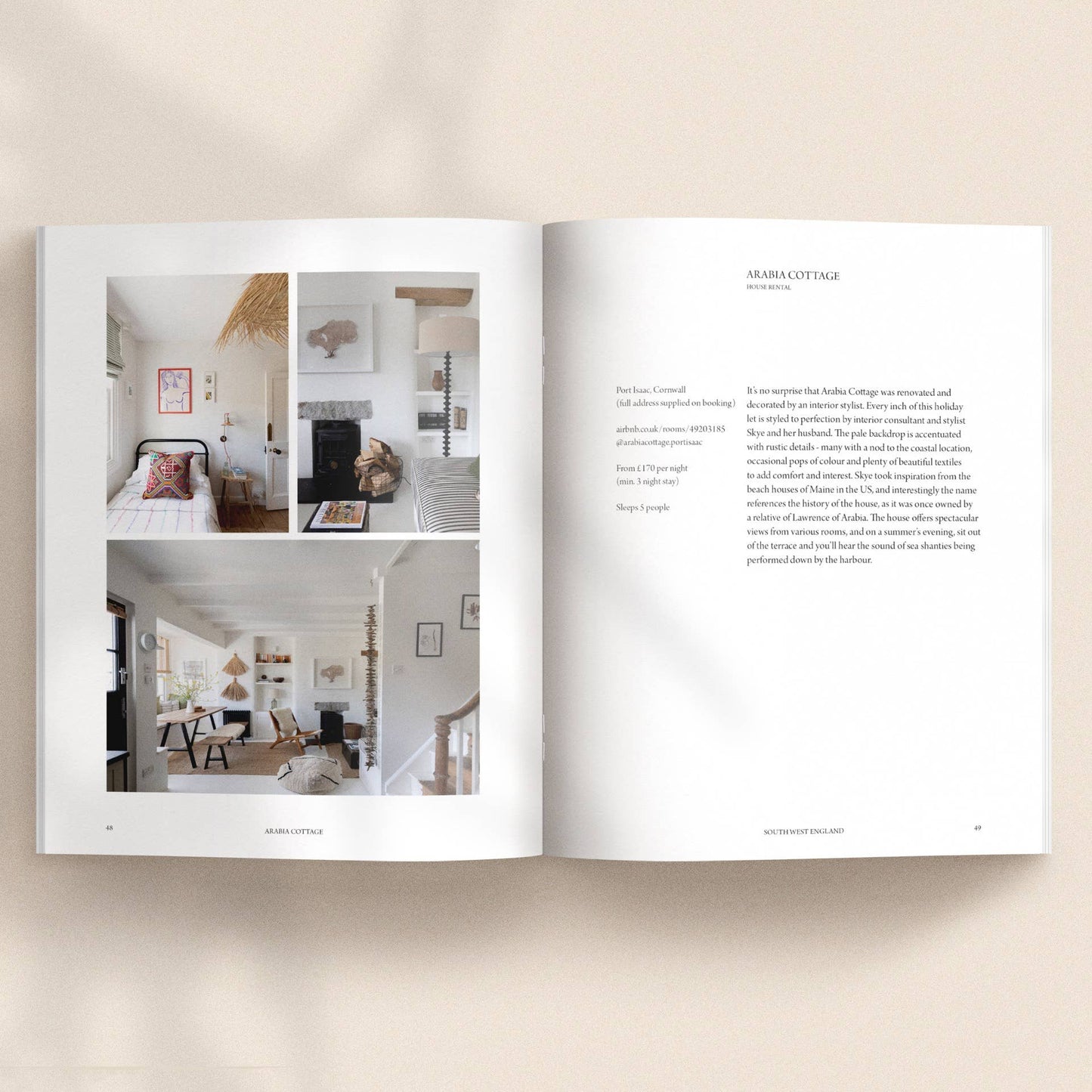 91 Magazine PLACES to stay open page layout on a beige background.