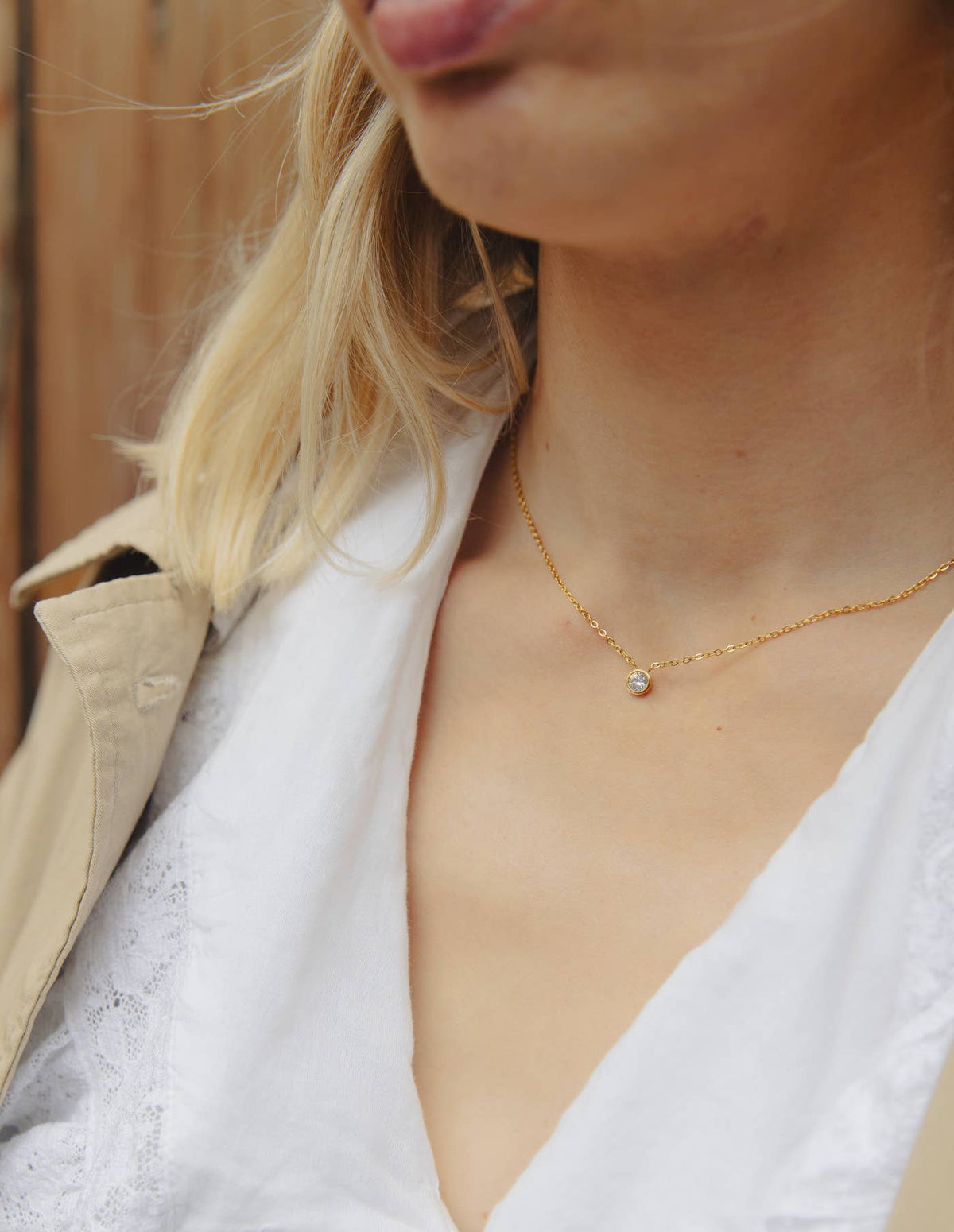 Gold Dainty Stone Necklace | Tarnish-free