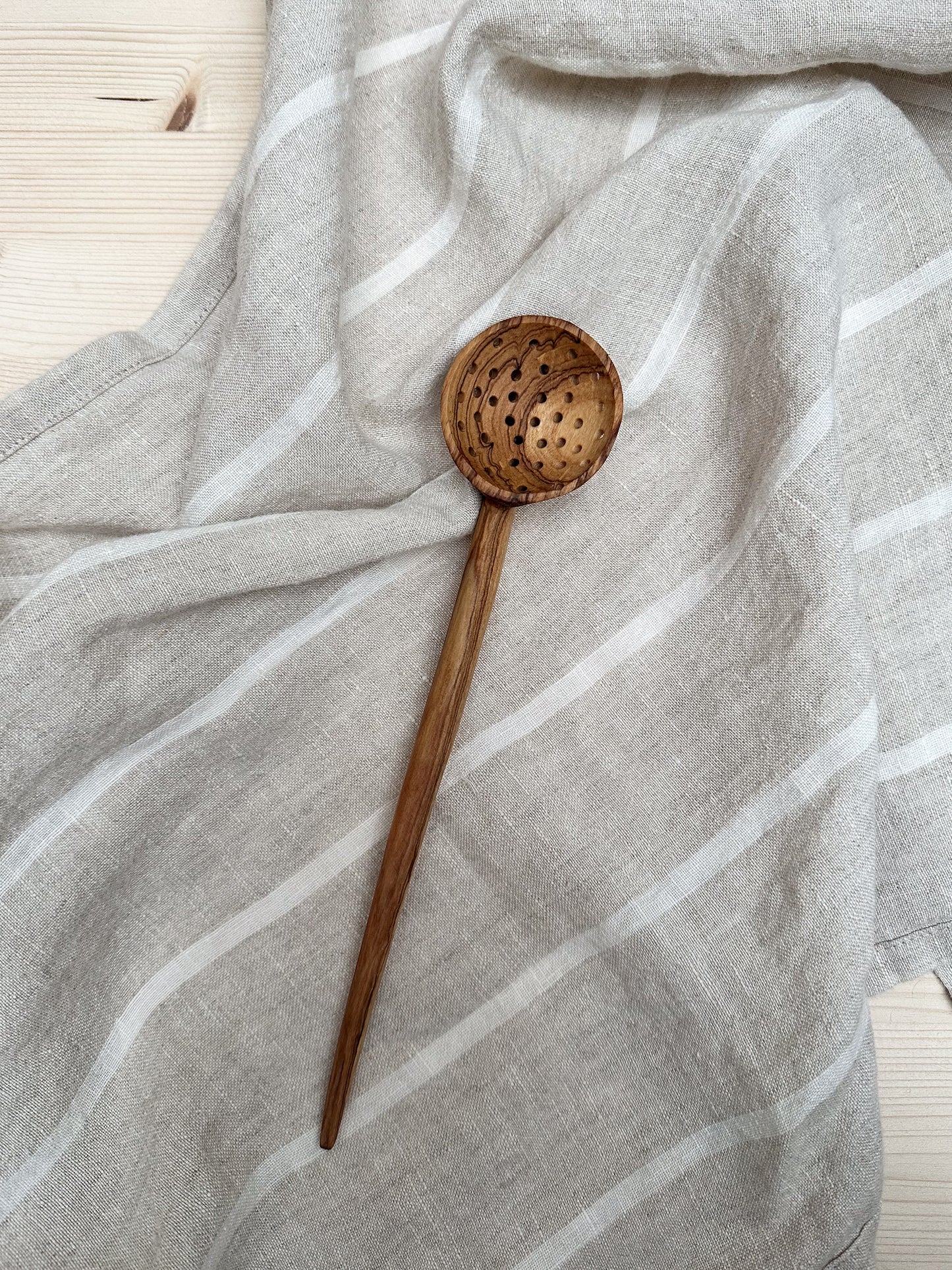 Olive Wood Straining Spoon