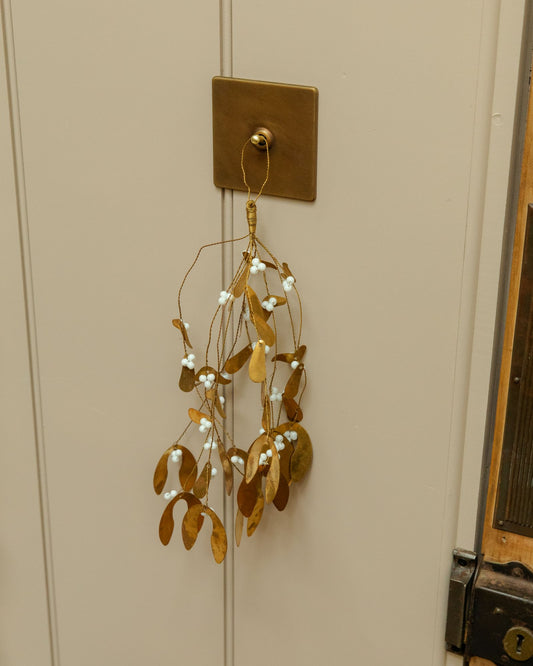 Antiqued Brass Mistletoe Ornament