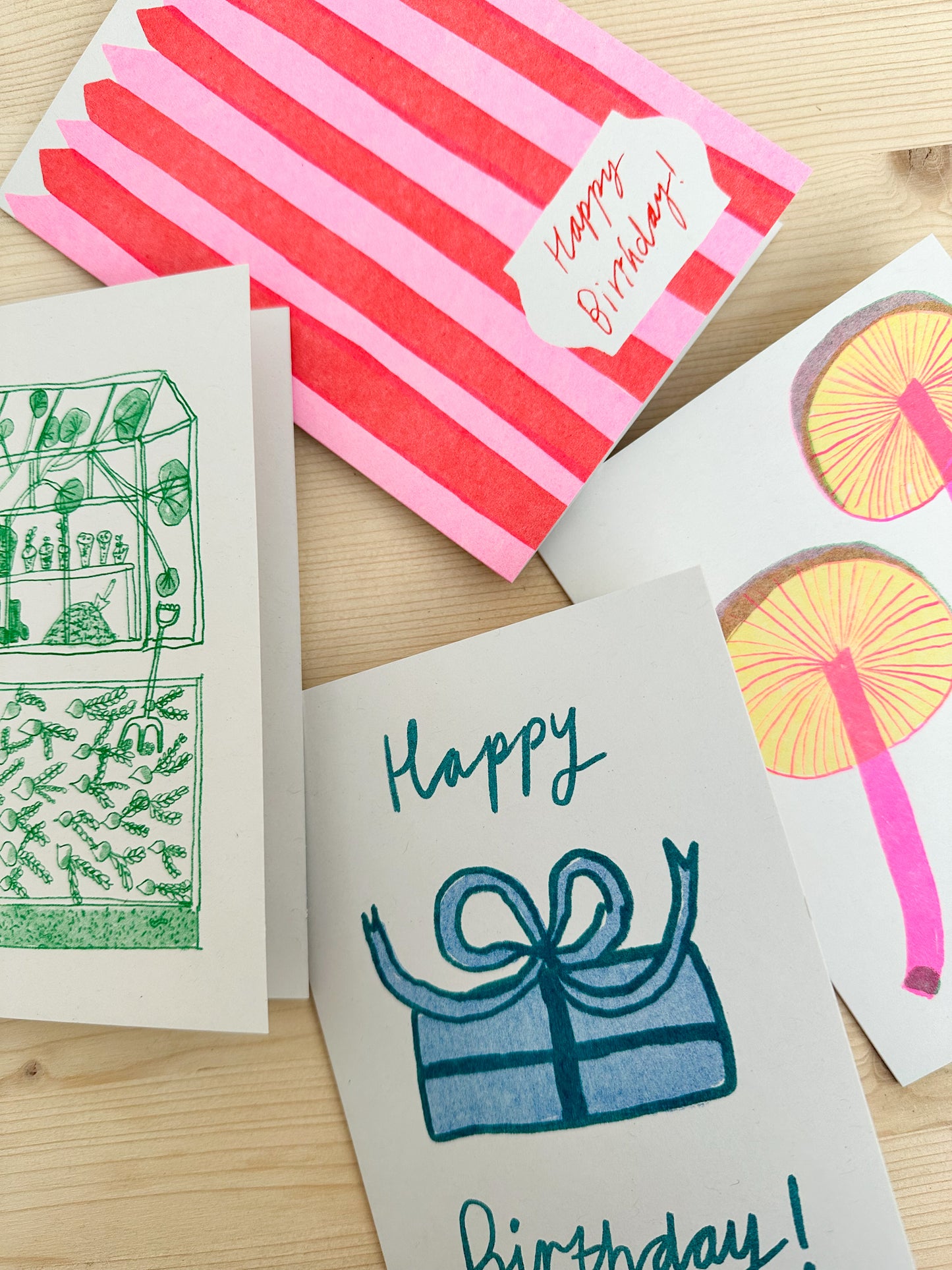 Happy Birthday Pink Stripes Card
