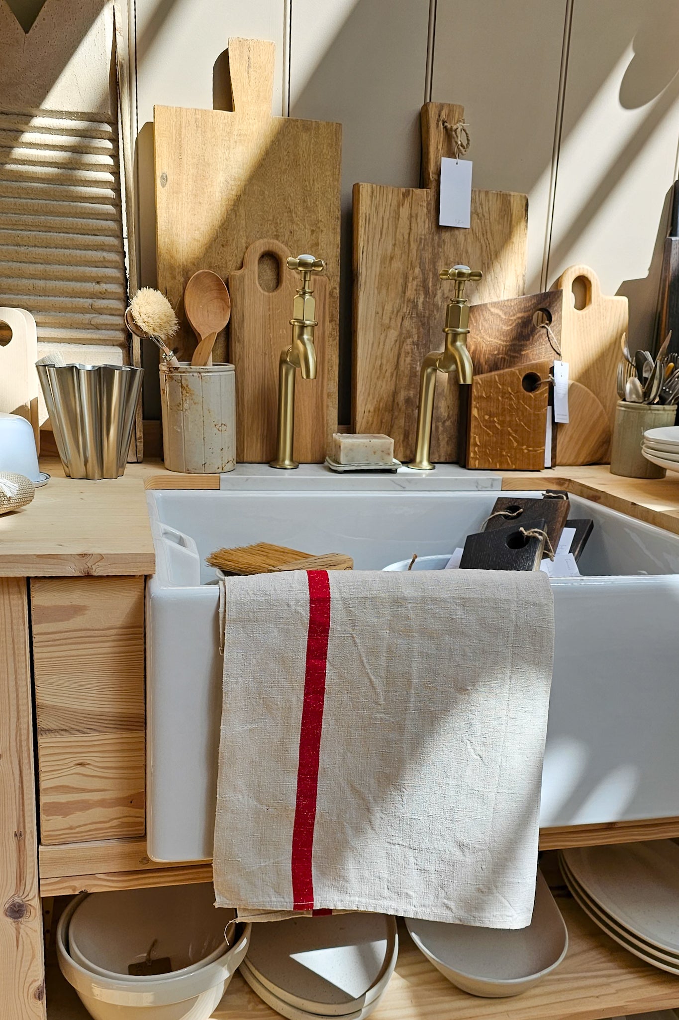 French Linen Tea Towel | XL Red Stripe