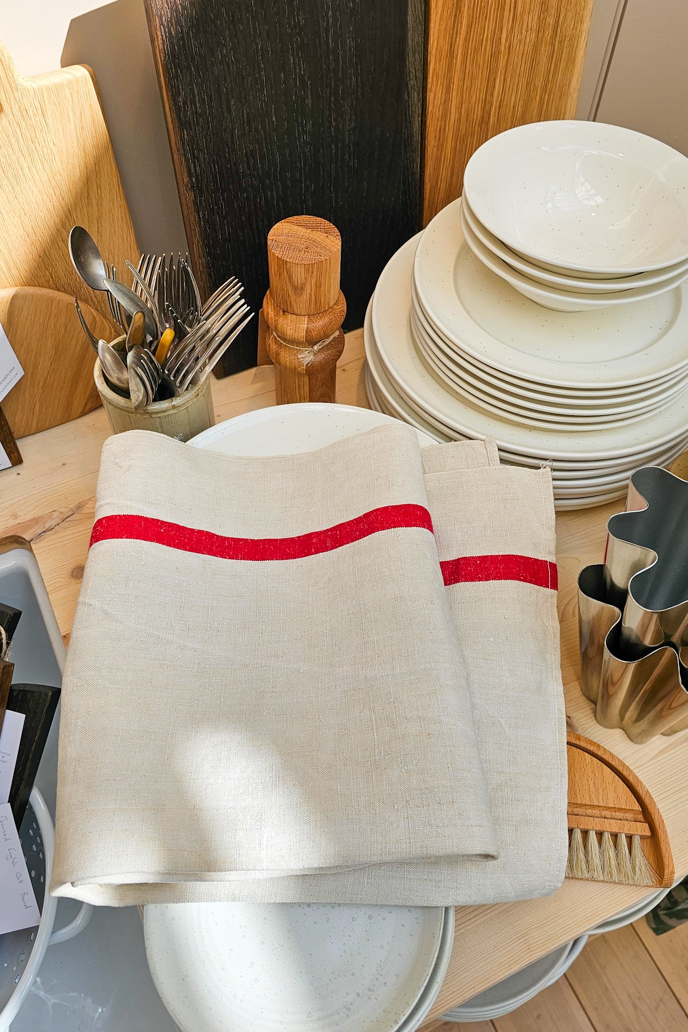 French Linen Tea Towel | XL Red Stripe