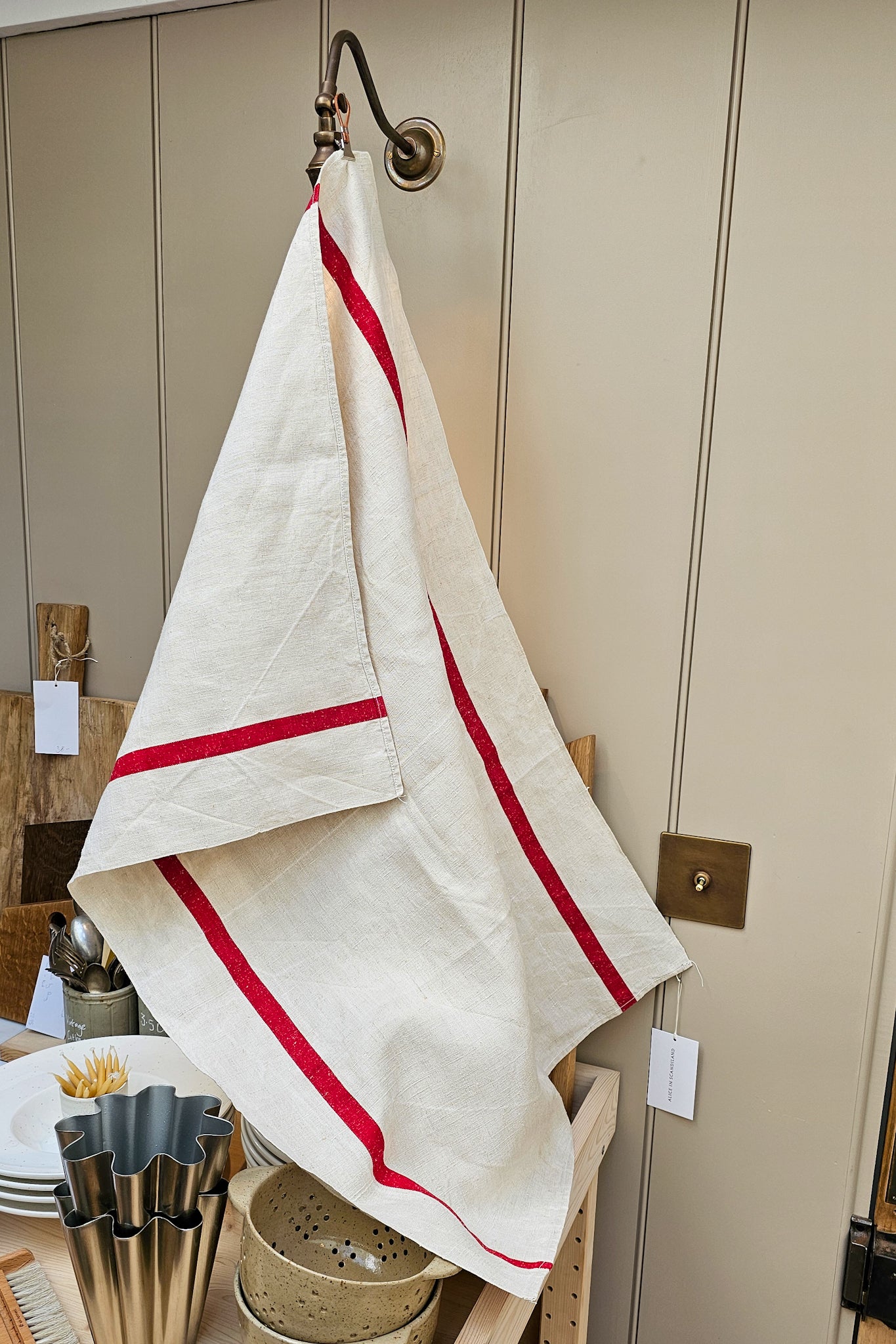 French Linen Tea Towel | XL Red Stripe