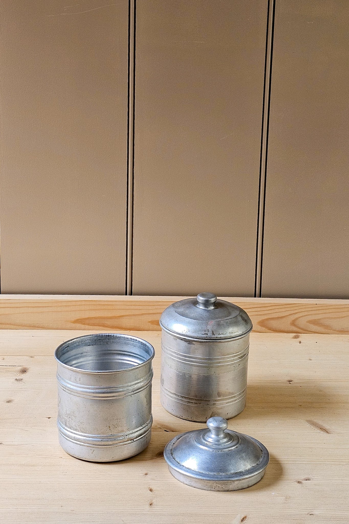 Vintage French Aluminium Storage Jar | Various