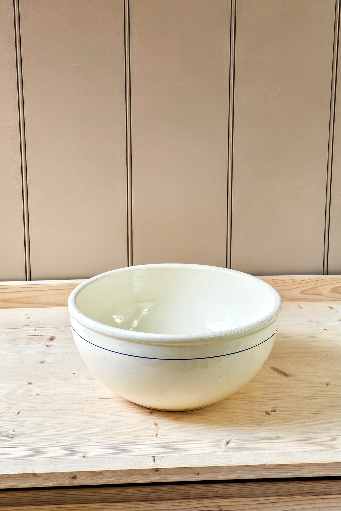 Vintage French Mixing Bowl | Blue Stripe